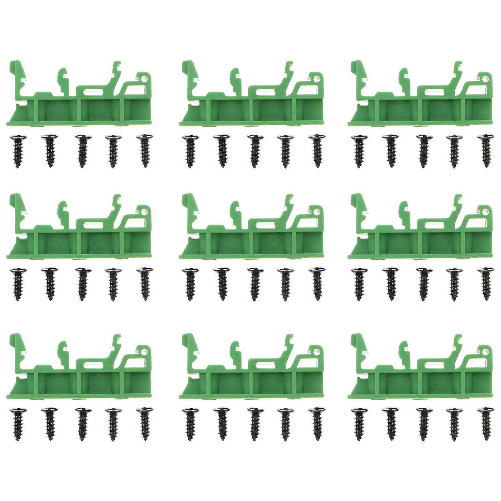 Din Rail Mounting Adapter Pcb Mounting Bracket Diy Electrical Projects Rectangular Adapter Green 4.4x2x1cm Din Rail Installation 10 Sets