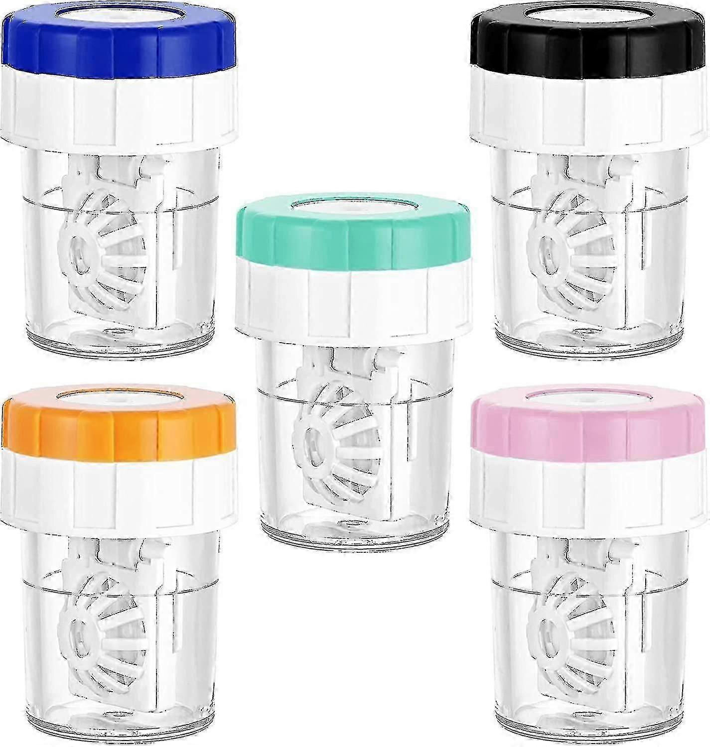 5 Pcs Manually Contact Lens Washer Lens Case Portable Rotation Contact Lens