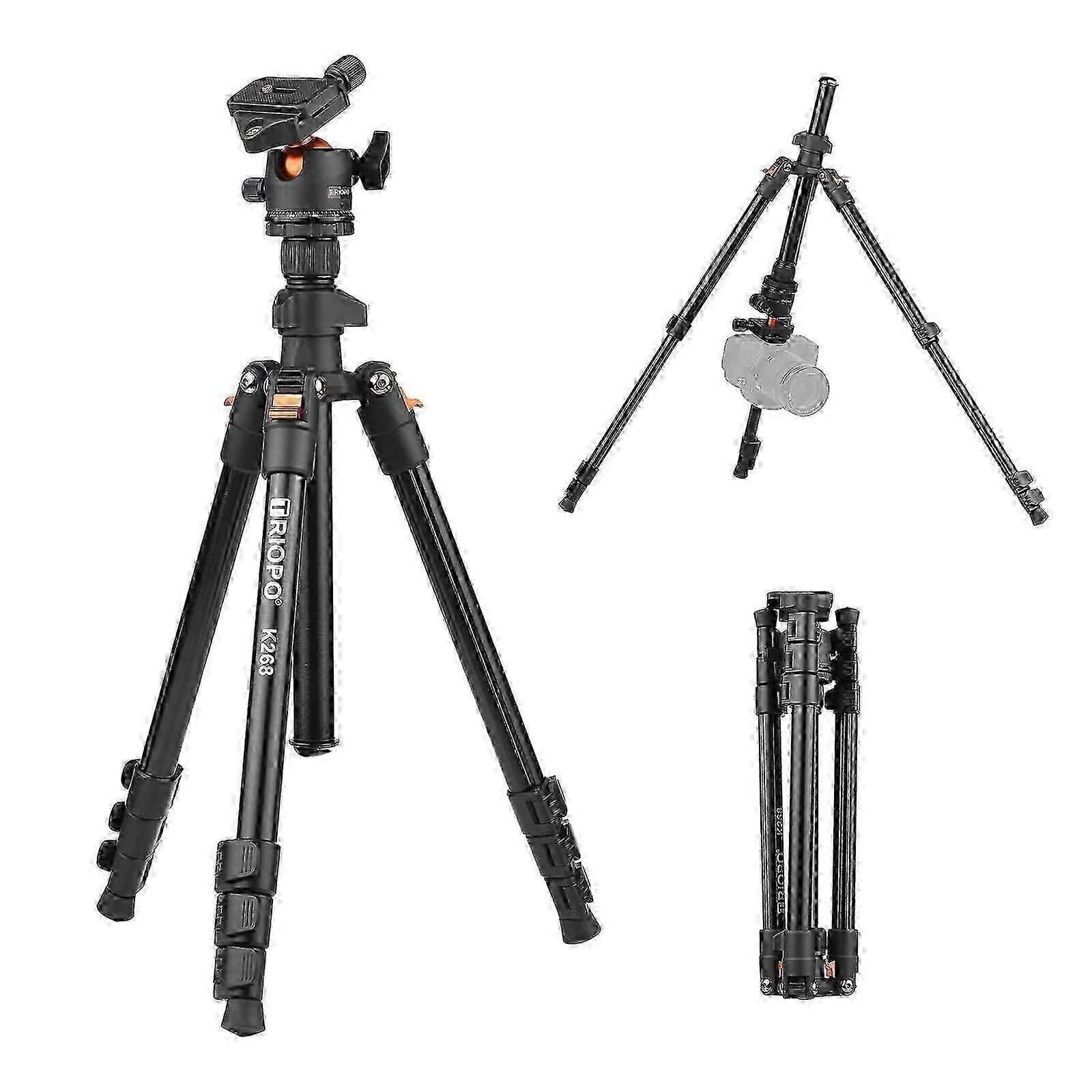 Portable Photography Tripod Stand for Cameras, Aluminum Alloy with 360-Degree Panorama Ball Head, Max Height 162cm/63.8in, Supports Up to 10