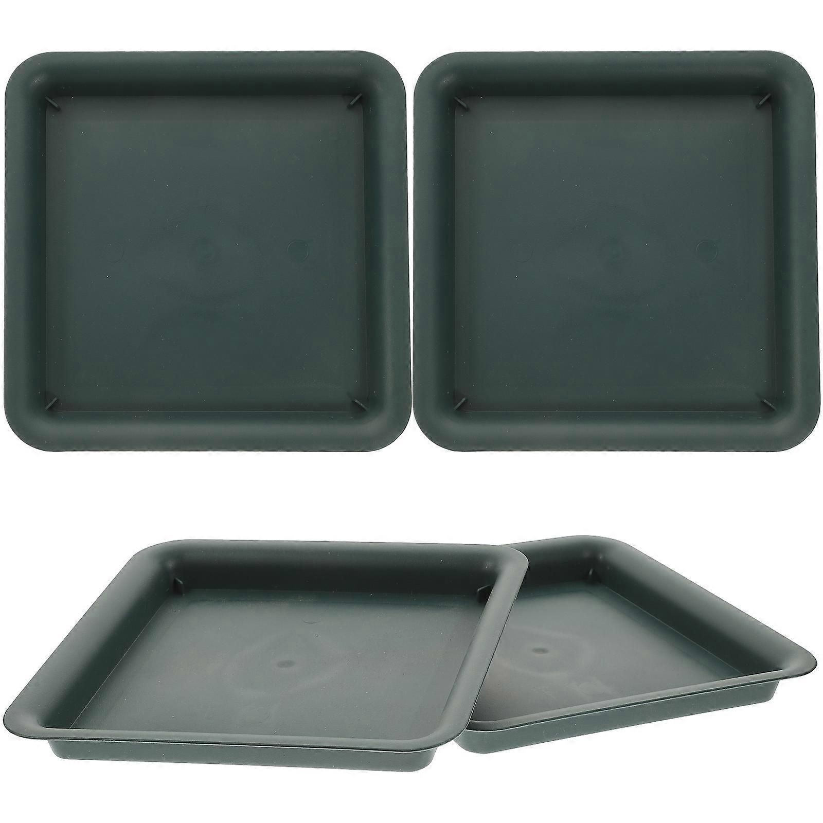 Flowerpot Bottom Trays Resin Gardening Pot Trays Square Indoor Gardening Soil Containment 4Pcs