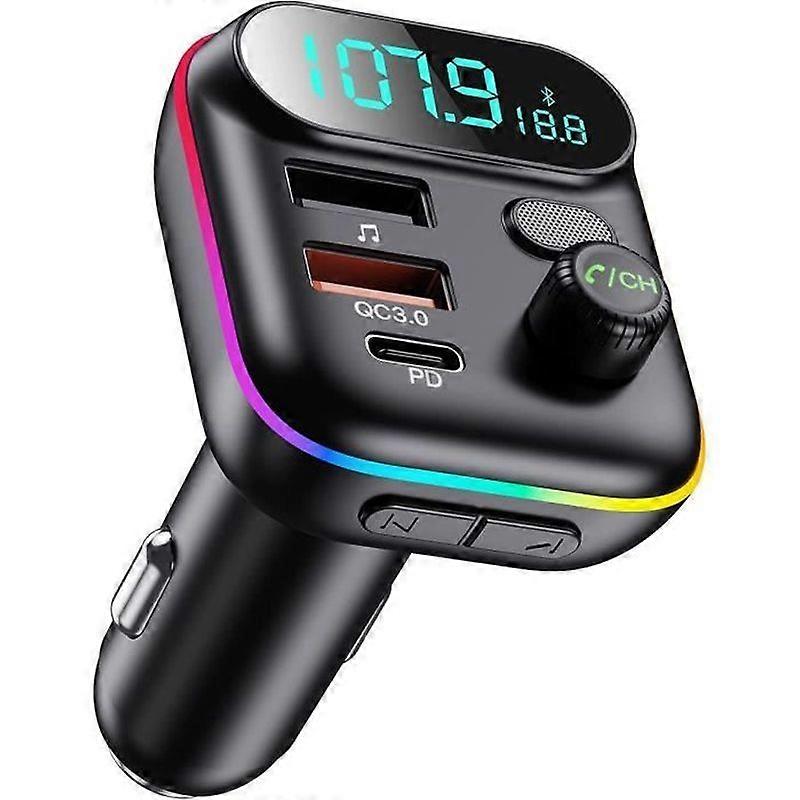 Bluetooth FM Transmitter QC30 Car Charger5V24A Colorful Backlight MP3 Music Player Support TF CardUSB