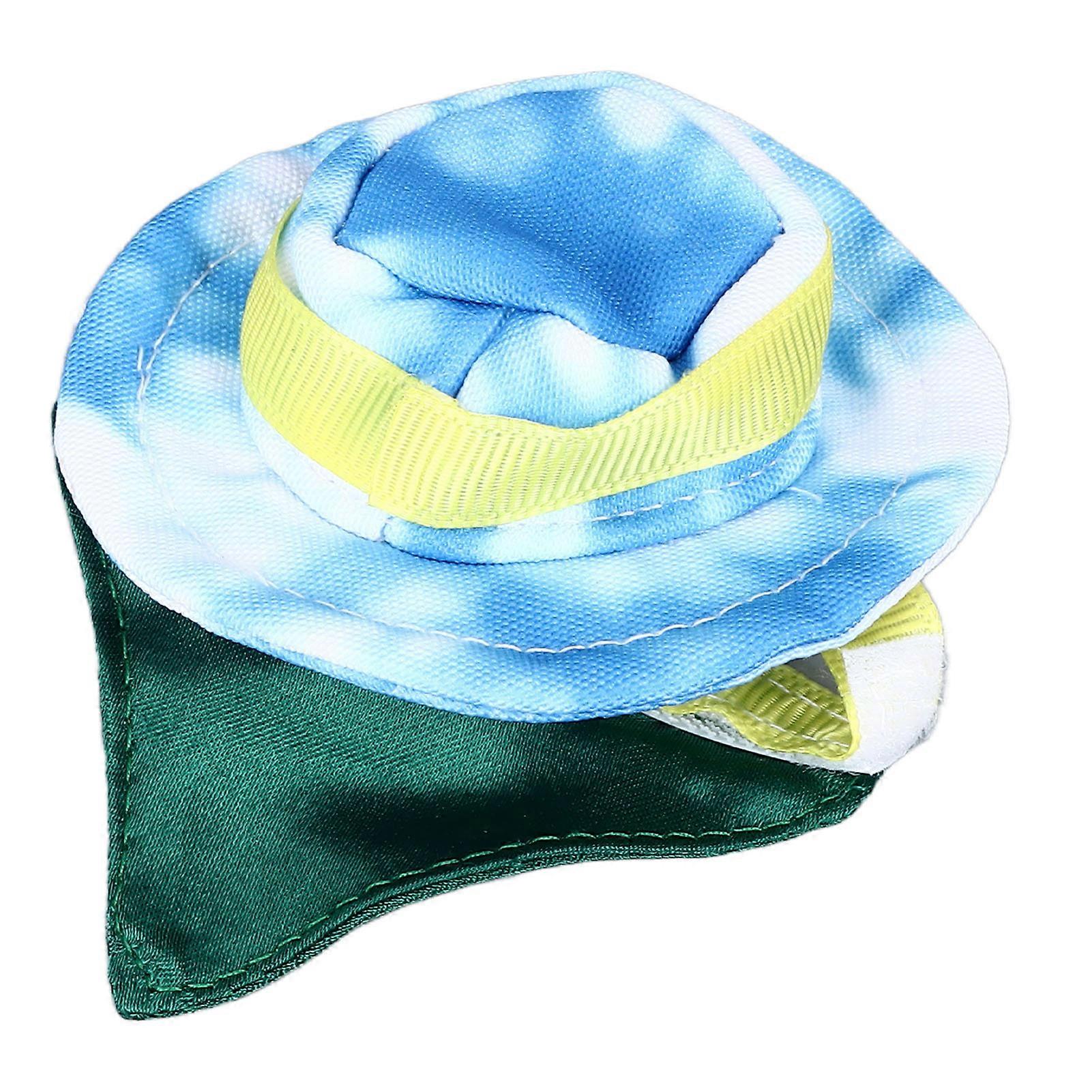Bearded Dragon Cowboy Hat and Bandana Halloween Reptile Costume Cap with Removable Bib for Lizard Hamster Small Animal Blue