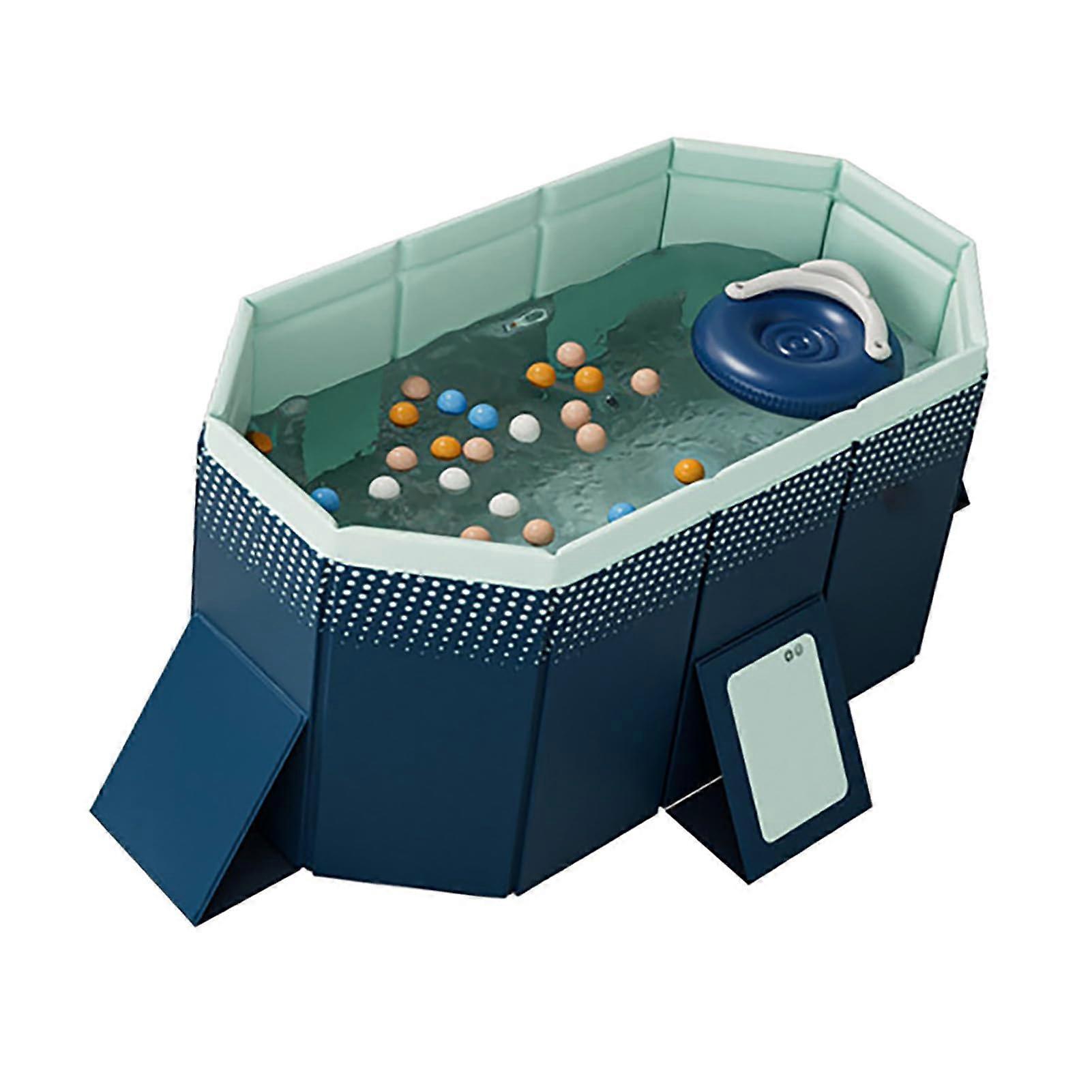 Foldable Rectangular Shaped Thickened PVC Swimming Pool Blue 1.6 m