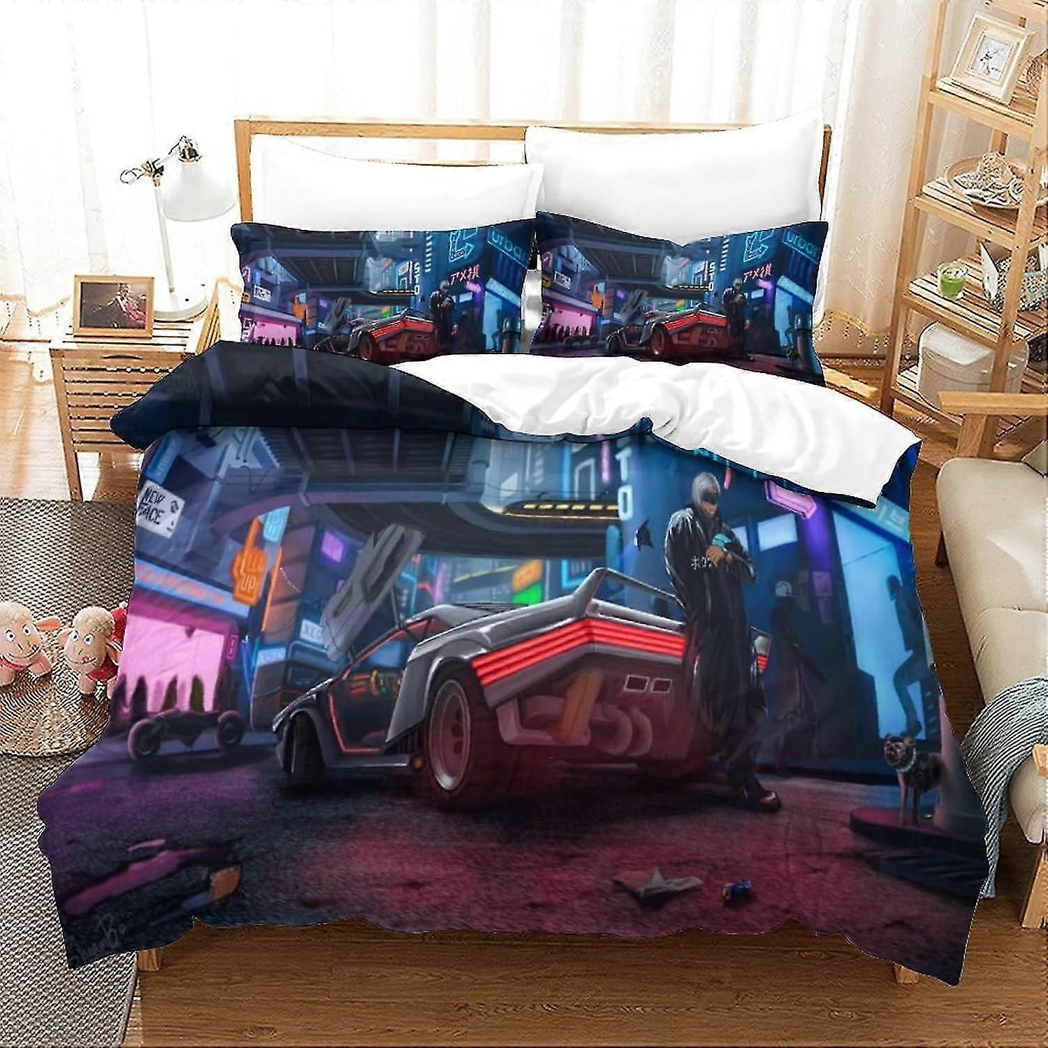 3D tištěná souprava postele Sci-Fi Hero Design, měkké mikrovlákno, 3dílná sada povlečení, 2 povlaky na polštář, skrytý zip