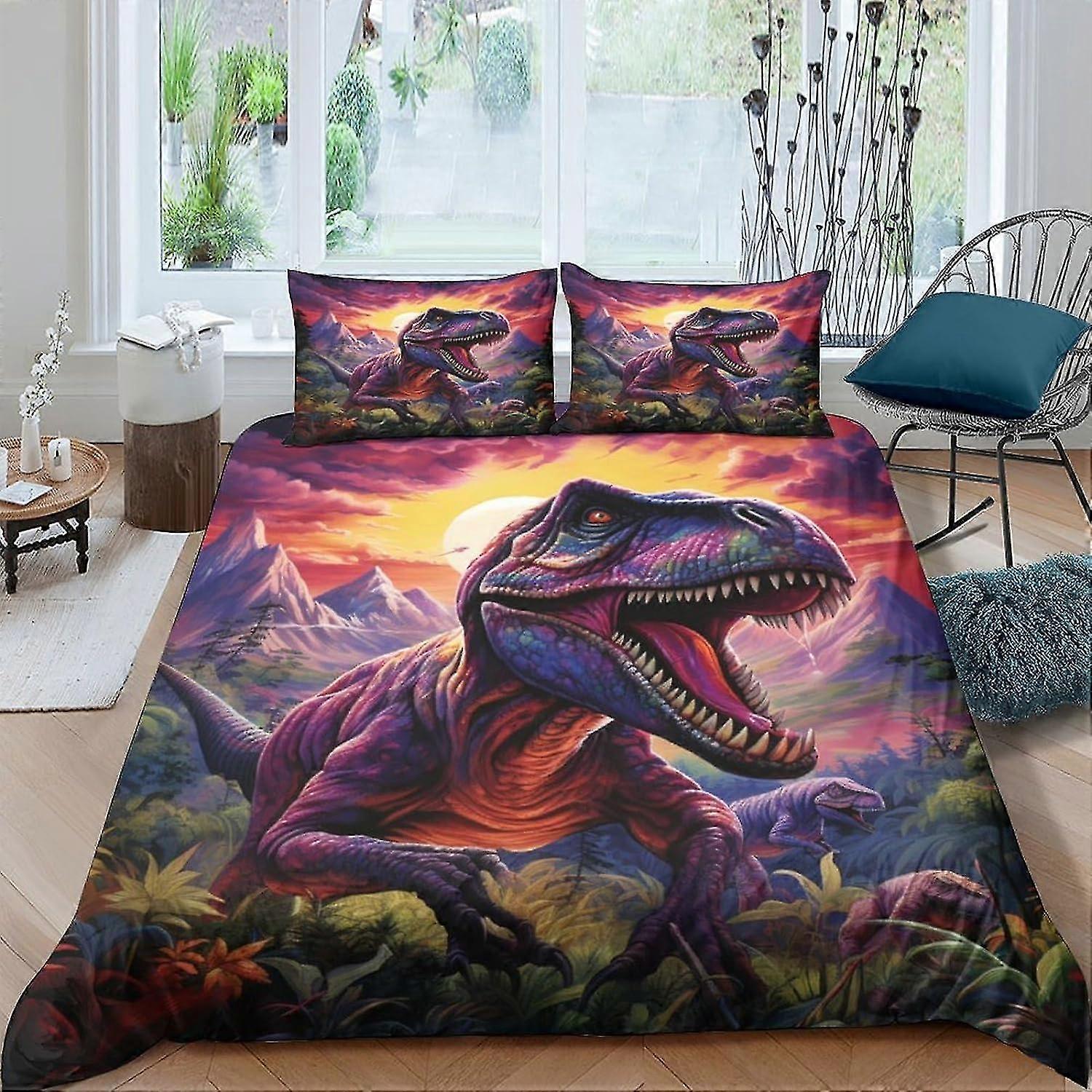 Dinosaur World Duvet Cover Set 3D Printed Decorative Bedding Reptile Quilt Cover Hidden Zipper Comfortable Bedding For Kids and Adults