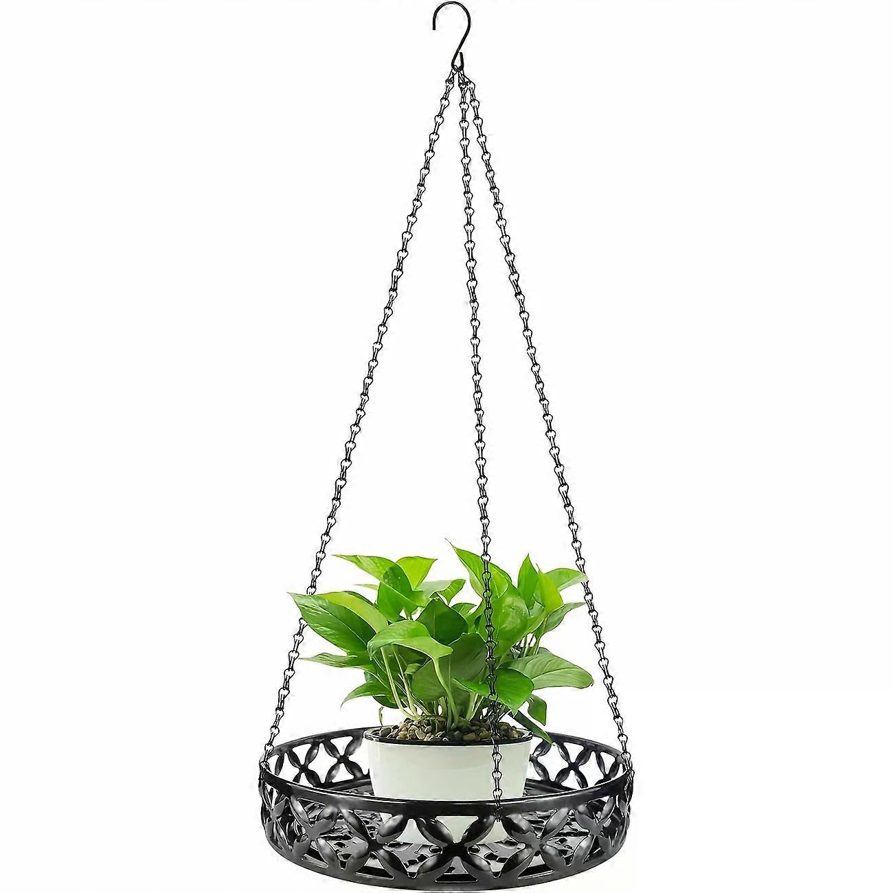 Boho Metal Hanging Planter-Round Geometric Pattern Indoor&Outdoor Decorative Plant Holder with Chain,Multi-Component Versatile Flower Pot Hanger