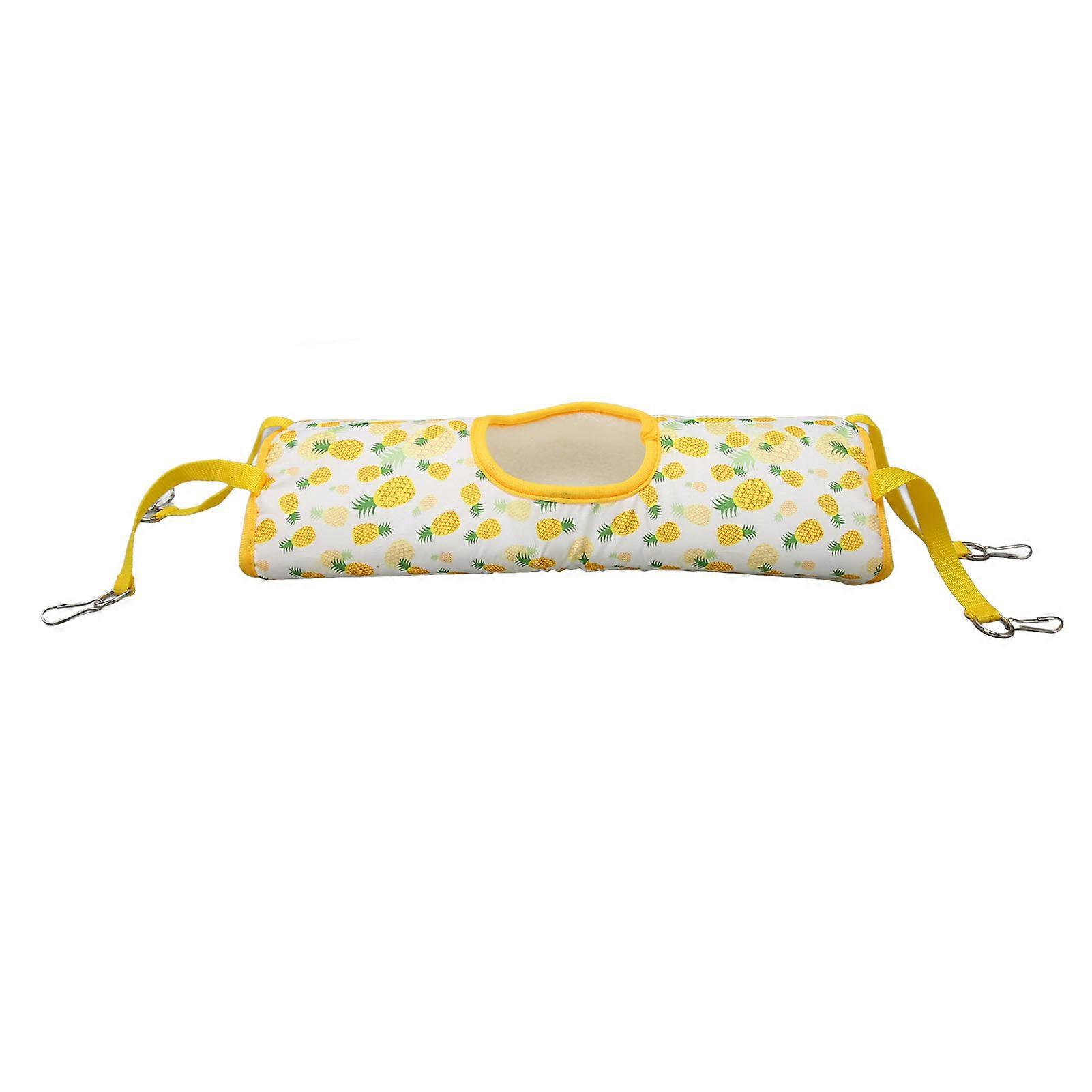 Hamster Tunnel Hanging Hammock Bed Warm Comfortable Small Animal Tunnel Hammock for Hamster Golden Hamster Guinea Pig Yellow Pineapple