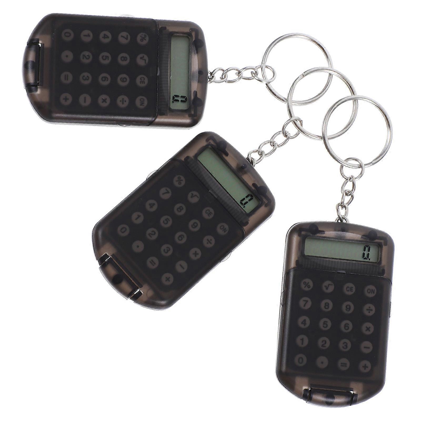 3pcs Mini Calculator Keychain, Portable Pocket Sized Electronic Calculator with Transparent Shell for Students and Office Workers, Chic and Handy