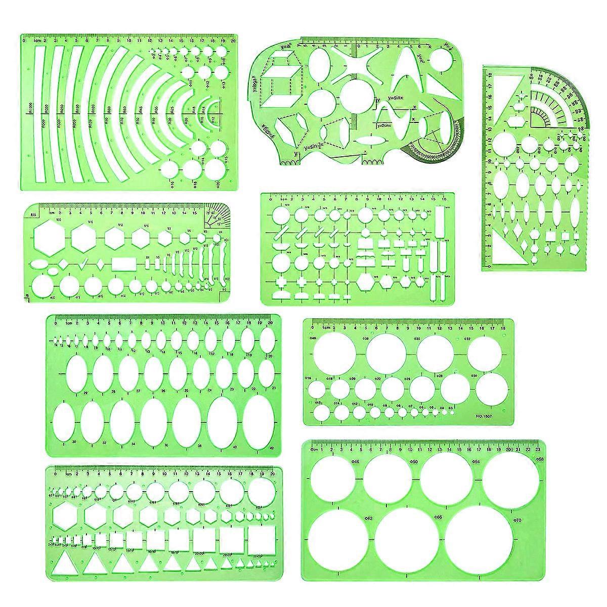 Multi Functional Shape Ruler Building Ruler Network Technique Fractional Measurement 9Pcs