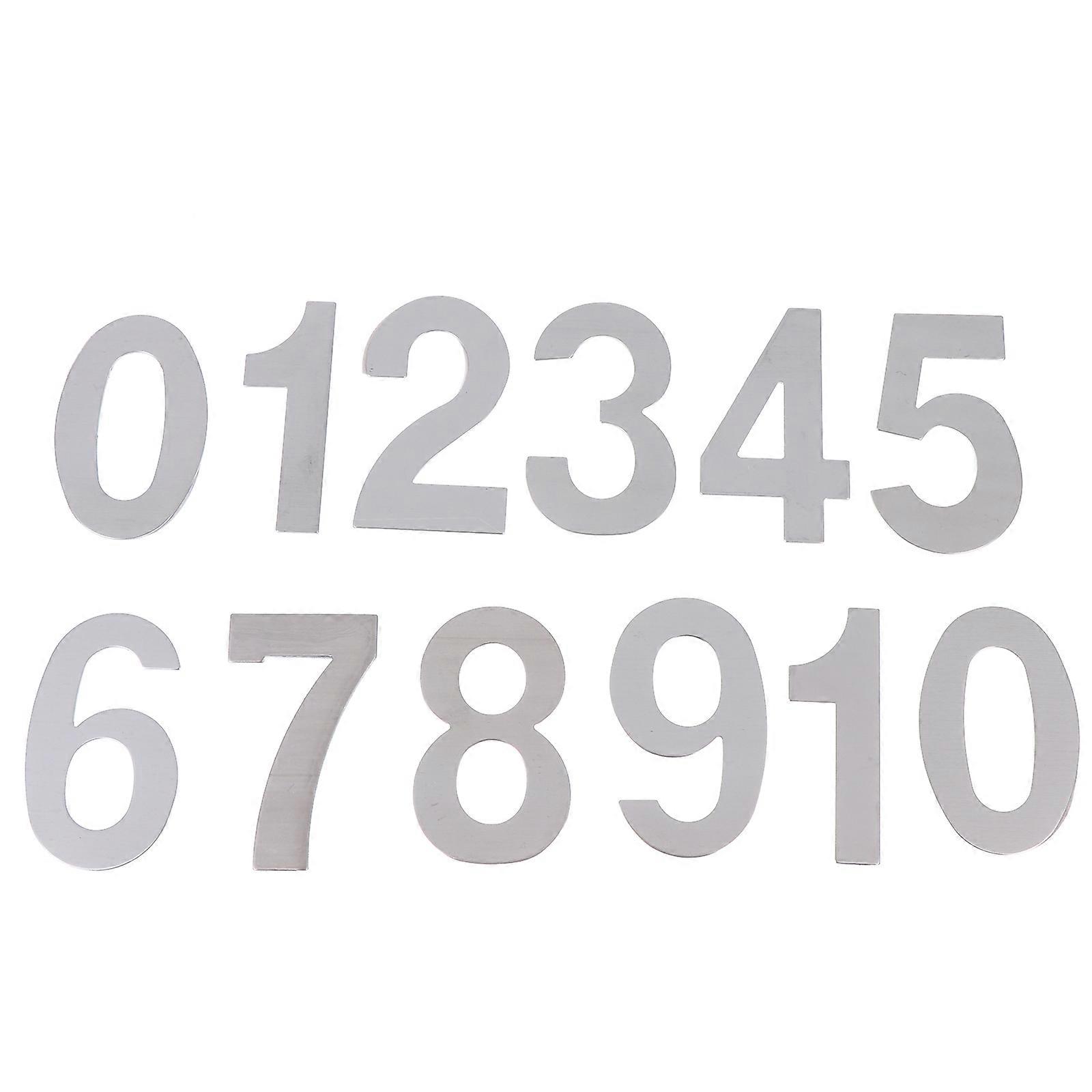 Stainless Steel Number Stickers for Home Use Silver Reflective Numbers for Mailbox Door 0-9 Included