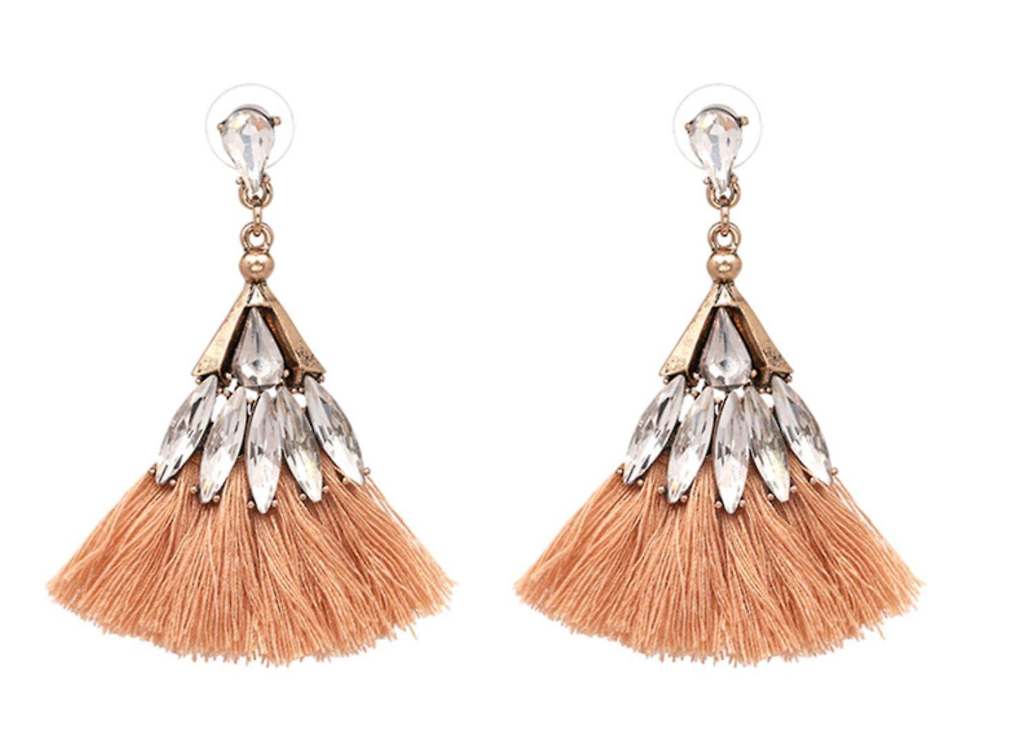 Bohemian earrings tassel with crystals - different colors