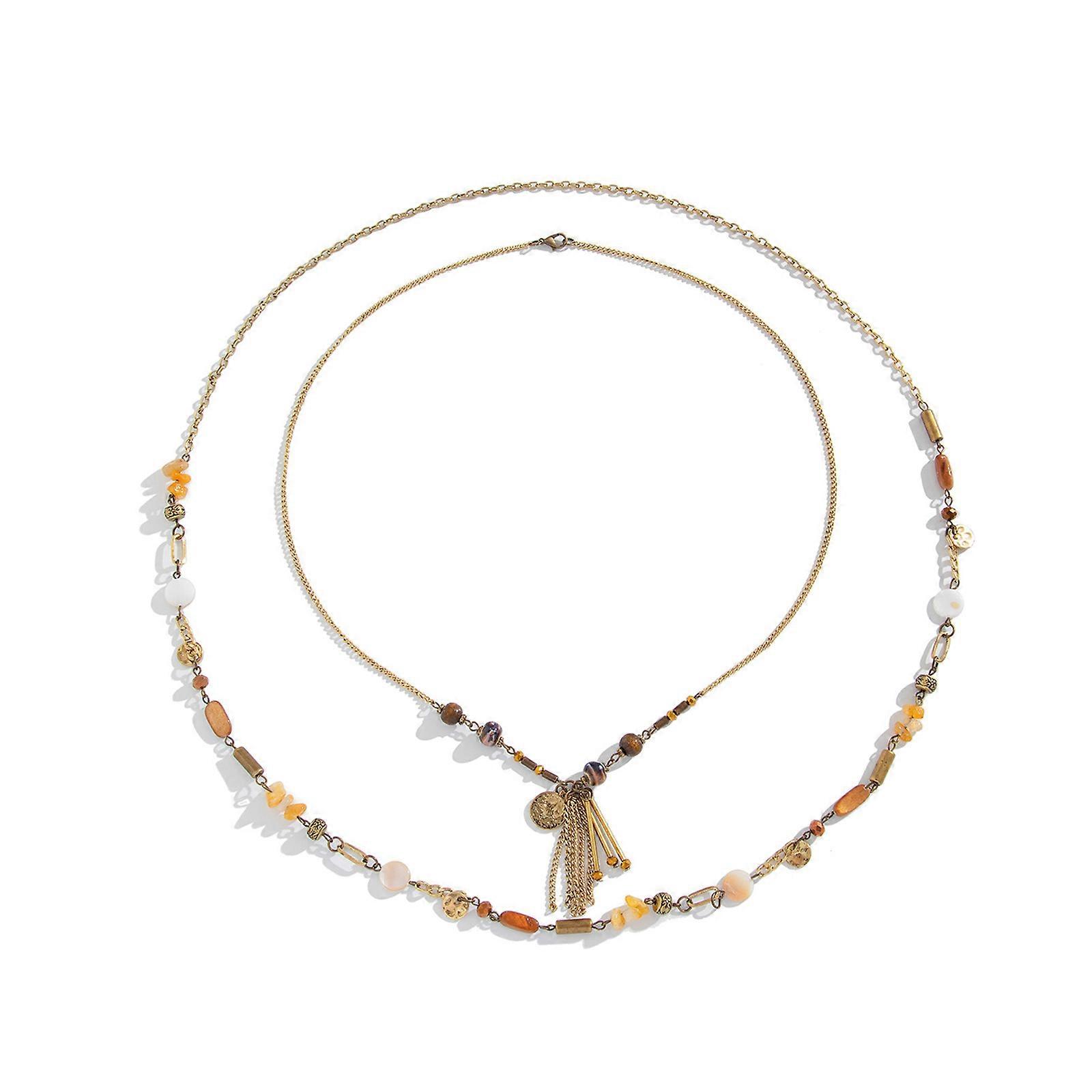 Irregular Turquoise Multi Layer Stackable Necklace Sturdy Alloy Chain Lightweight Design For Everyday Wear