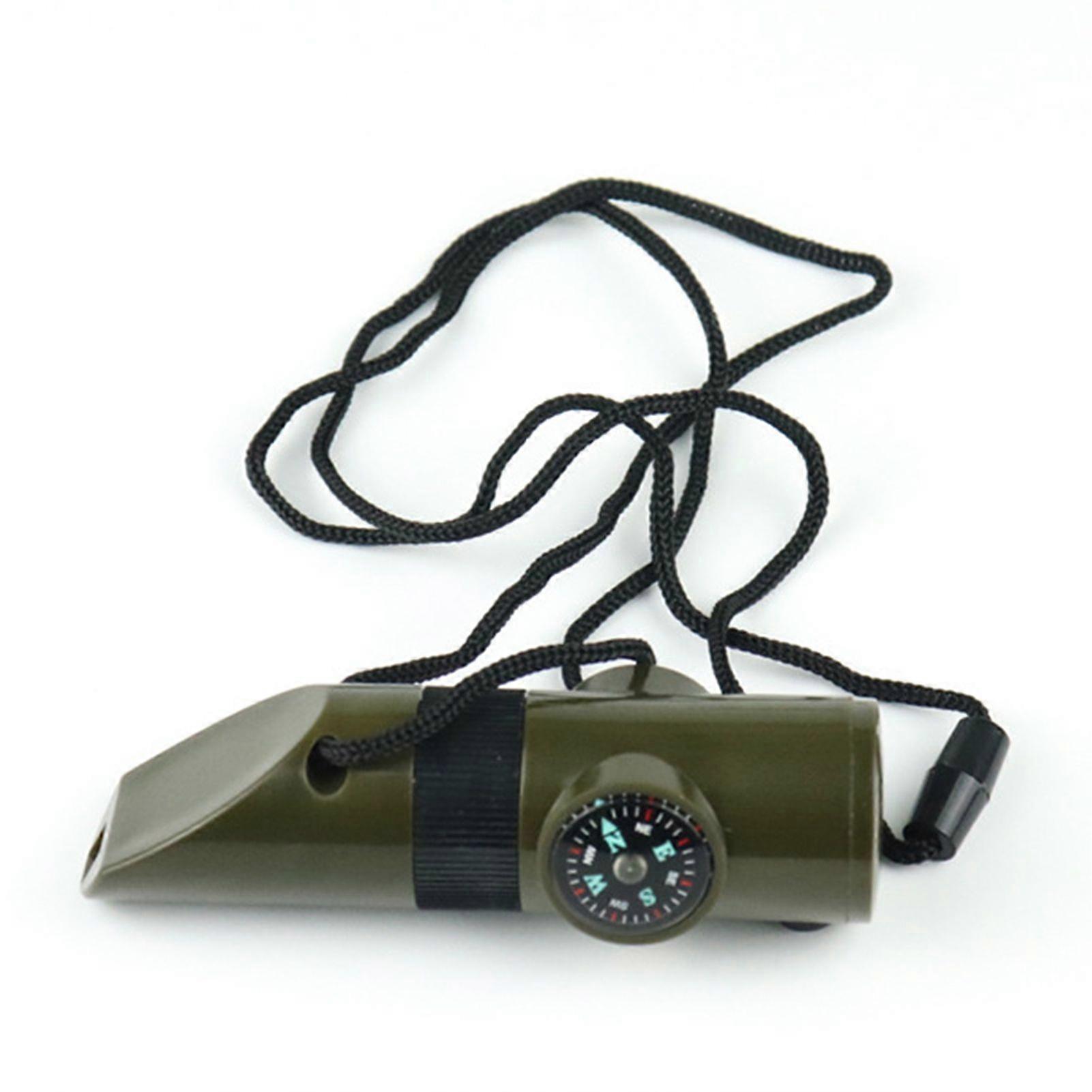 7-in-1 Emergency Whistle Multi-functional Outdoor Safety Whistle with Compass Signal Mirror LED Light for Camping Hiking Survival Boating FishingYMHC