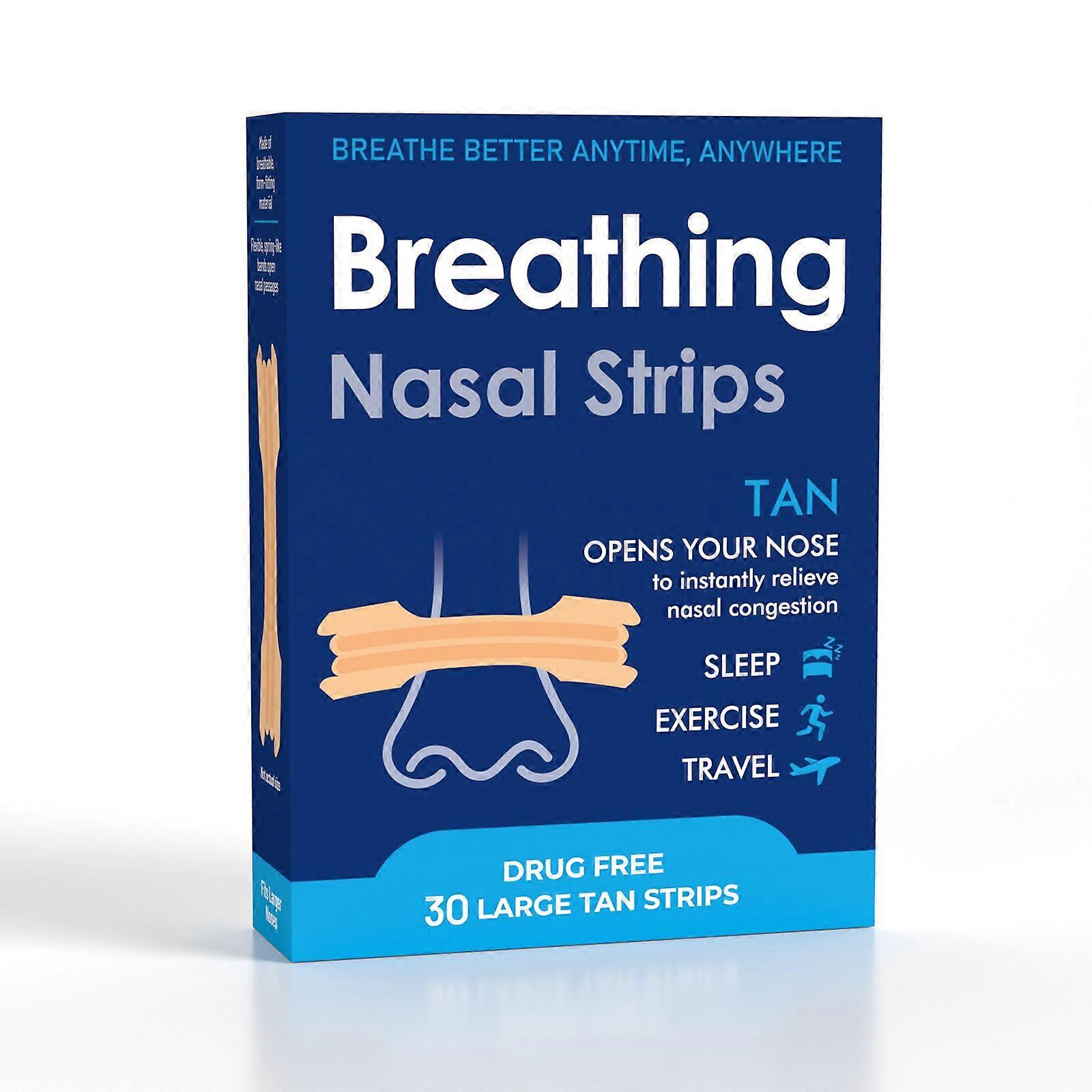 Pack of 30 Nose Plasters Snoring Nose Strips Nasal Strips Improved Type Nose Plasters Better Breathing Good Anti-Snoring Plasters Improve Breathing