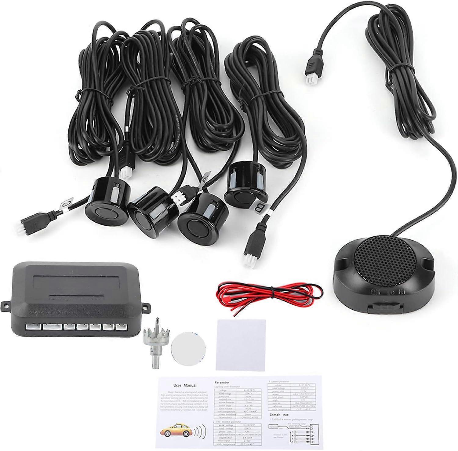 Car Parking Sensor Reversing Radar Backup Aid Kit with Sound Alarm (Black) Car Parking Sensor Reversing Radar System