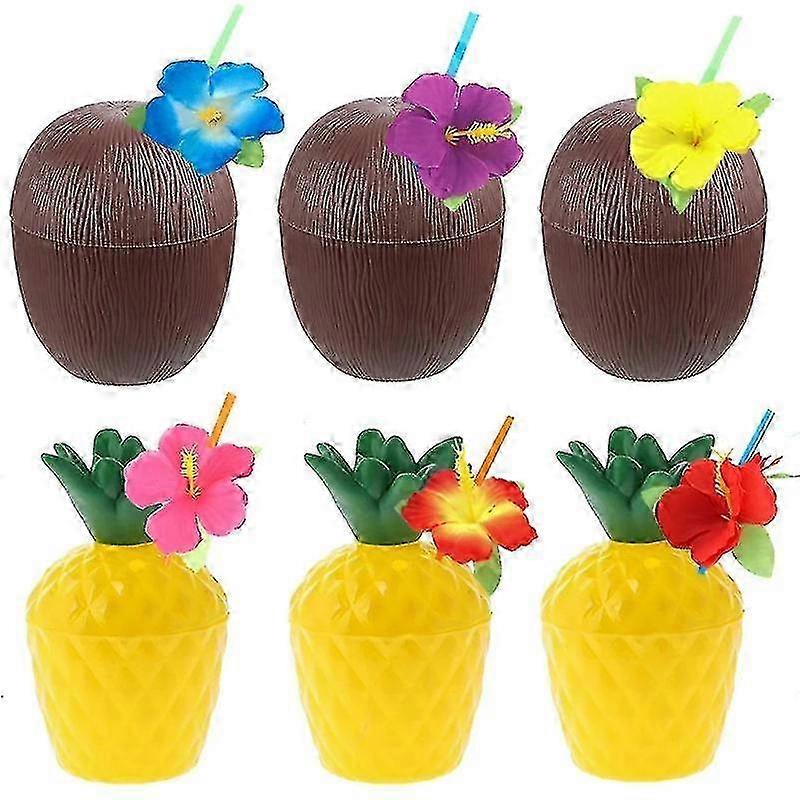 Hawaiian party cups 12pcs coconut pineapple for summer beach events
