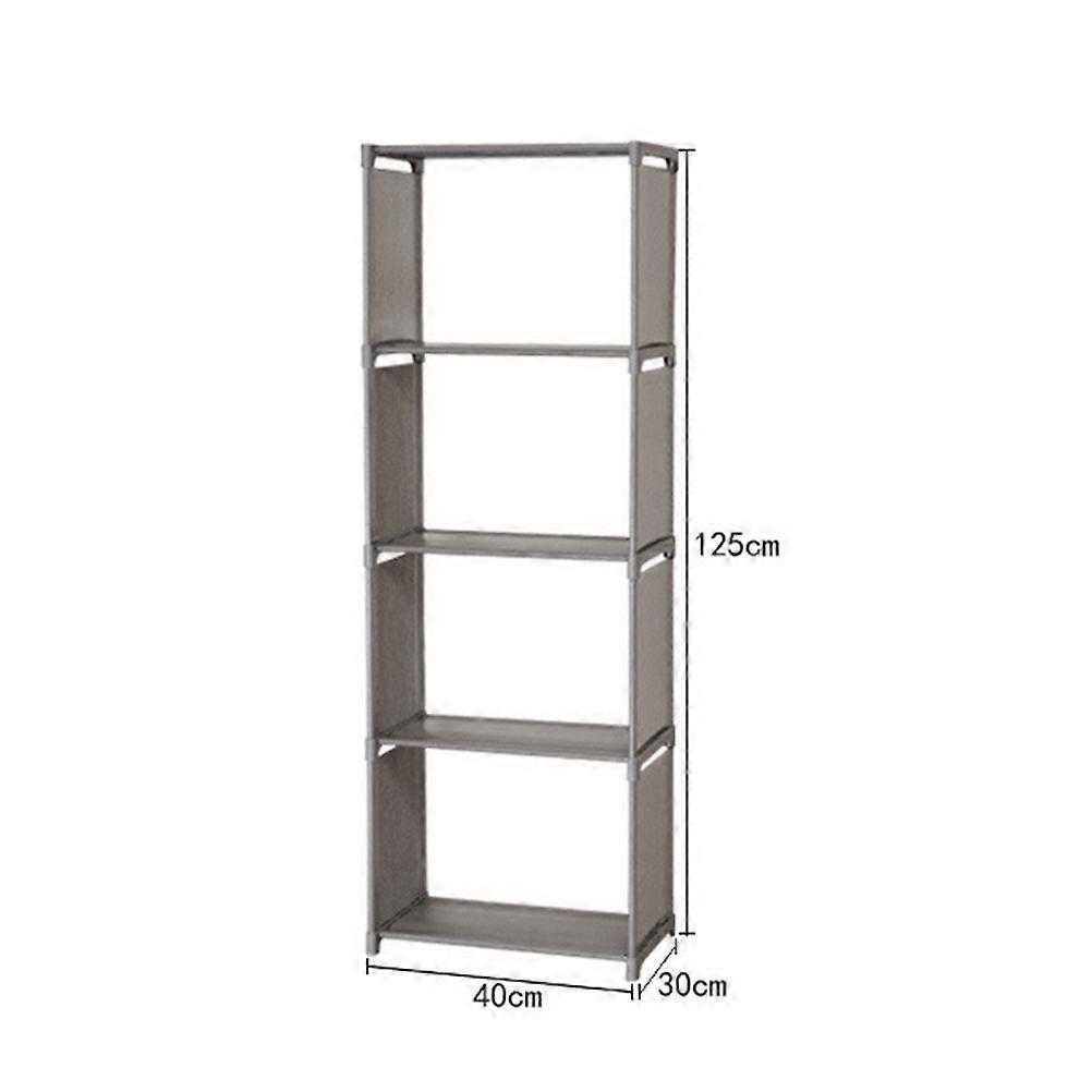 Living Room Shelves Bookshelf Silver Gray Rectangular Modern Elegant Design 1Set