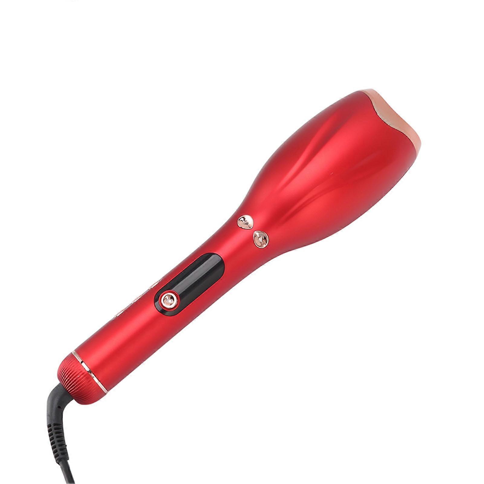 Hair Curling Iron Safe LED Display Fast Heating Automatic Curling Iron Wand for Beginners Red 110‑240V EU Plug