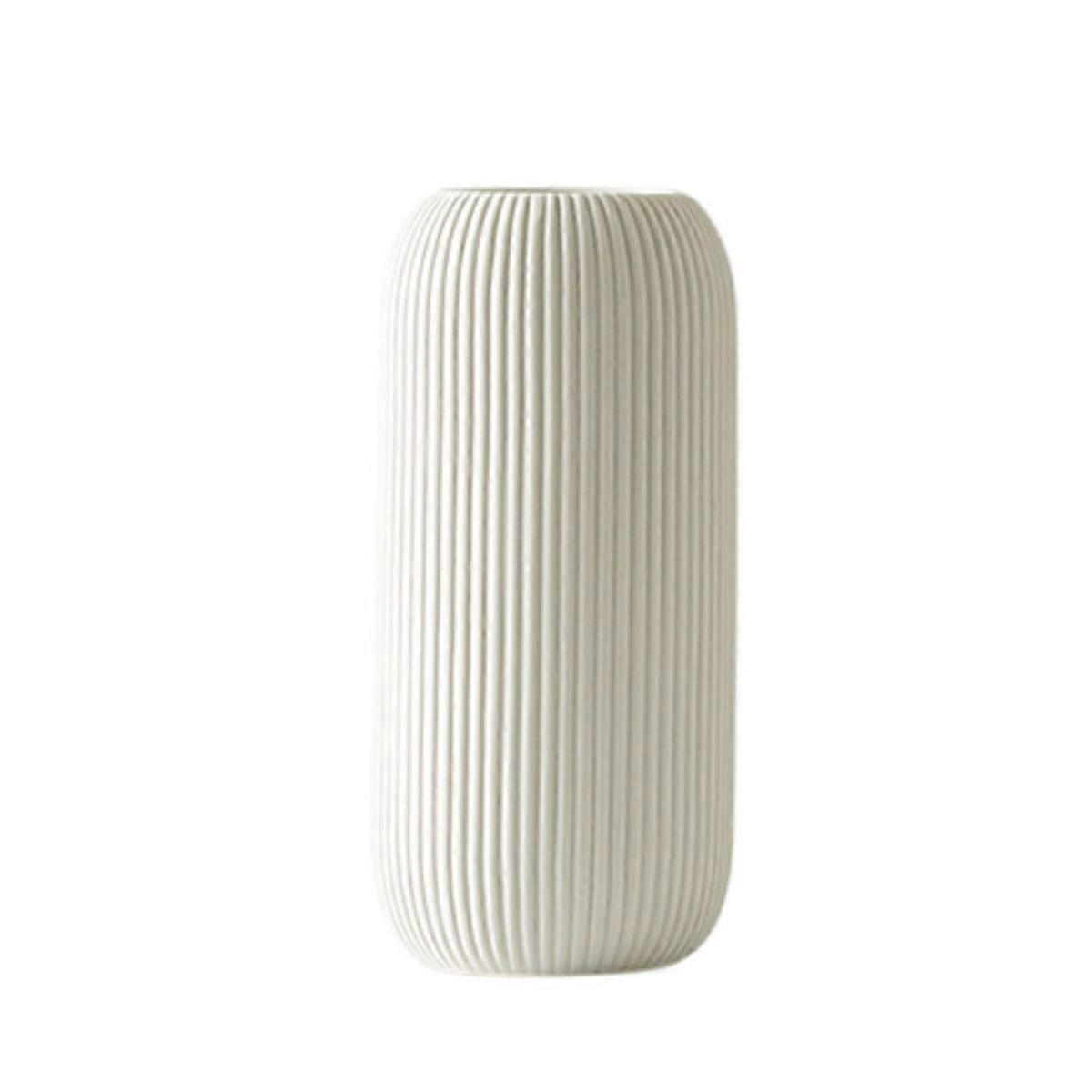 Green Ceramic Vase, Modern Home Decoration, Ribbed Texture Design, Small Farmhouse Vase for Coffee Table and Bookshelf