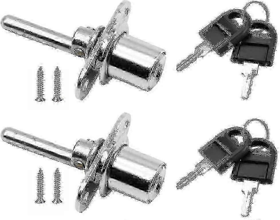 2 Pieces Drawer Lock with Key for Furniture, Plunger Lock for Cabinet and Filing Cabinets