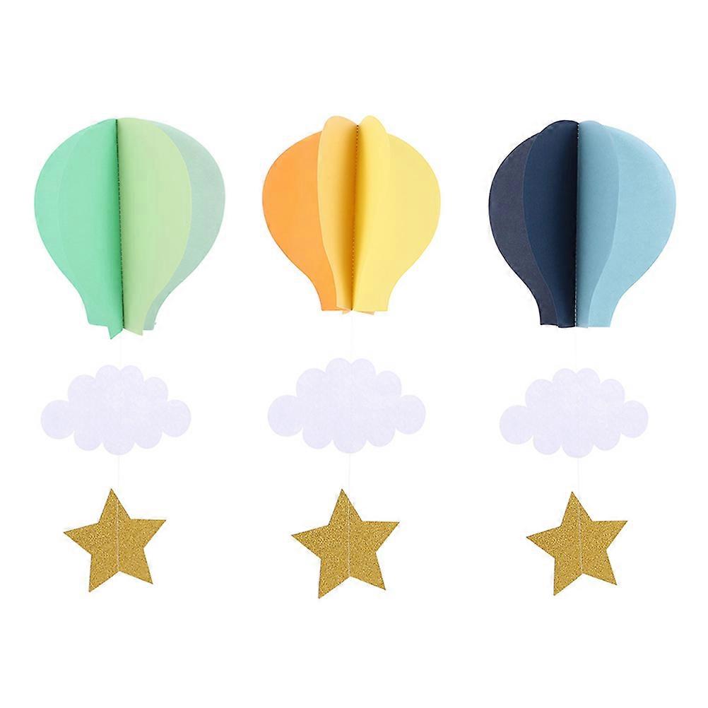 3pcs Hot Air Balloon Ceiling Hanging Decor for Nursery Party Pastel Orange Green Blue Hanging Decorations for Birthday and Photo Backdrop