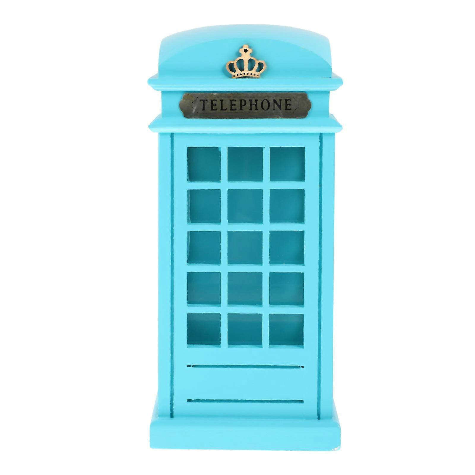 Retro Blue Money Bank for Storage Timber Piggy Bank Perfect for Table Desk Size 6.5x4.5x10.5 inches