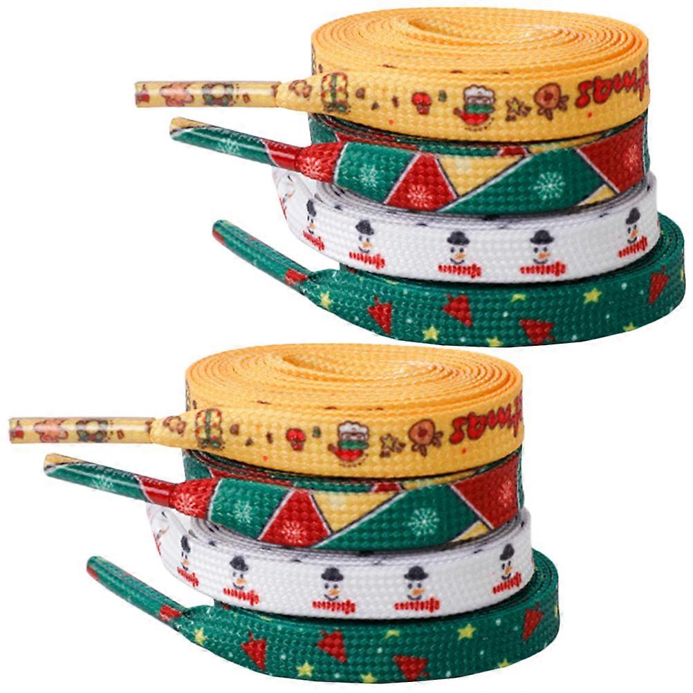 4 Pairs Colored Christmas Shoelaces Flat Shoestrings for Sneakers and Boots