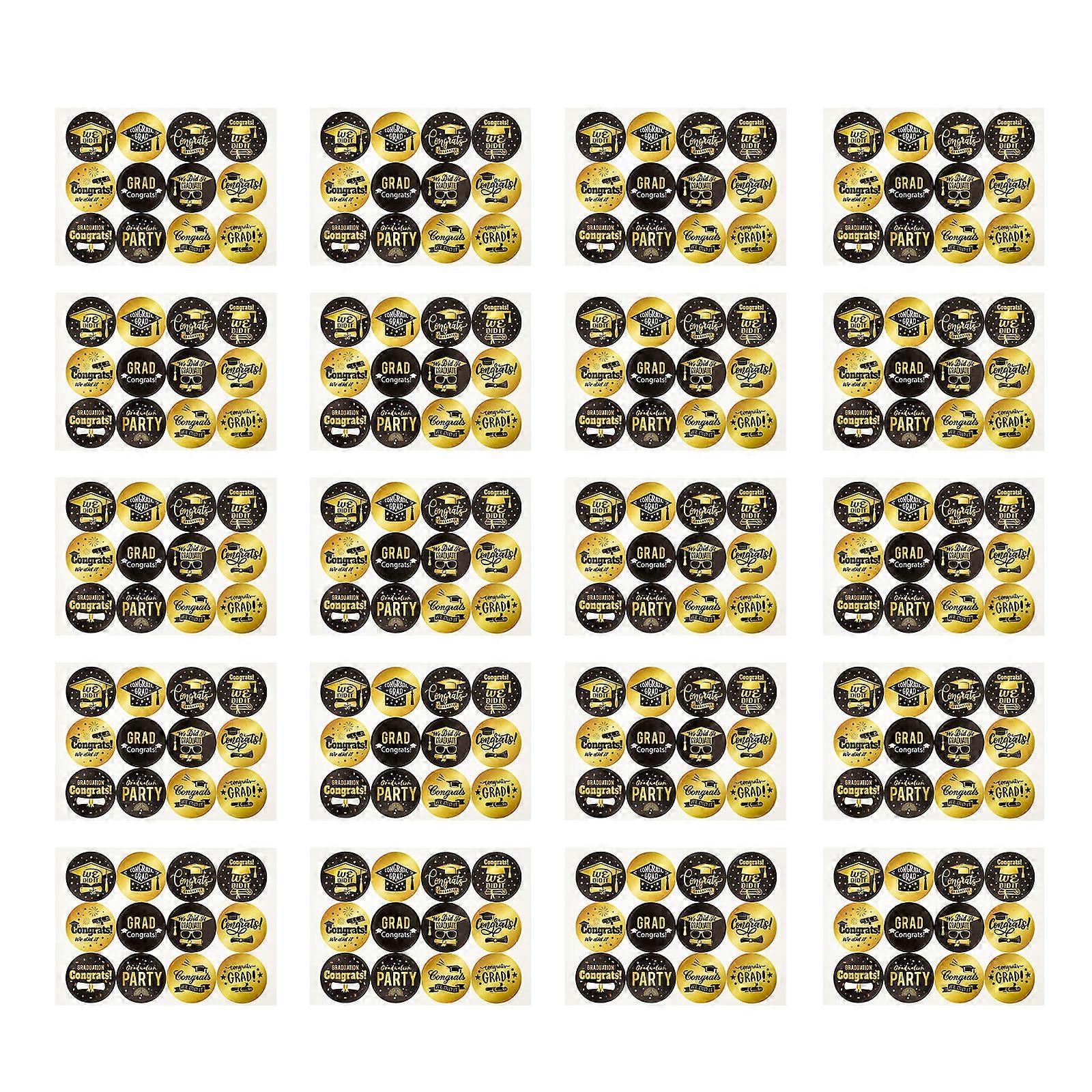 Golden Graduation Sticker for Decor with Strong Durability and Festive Design 20 Sheets