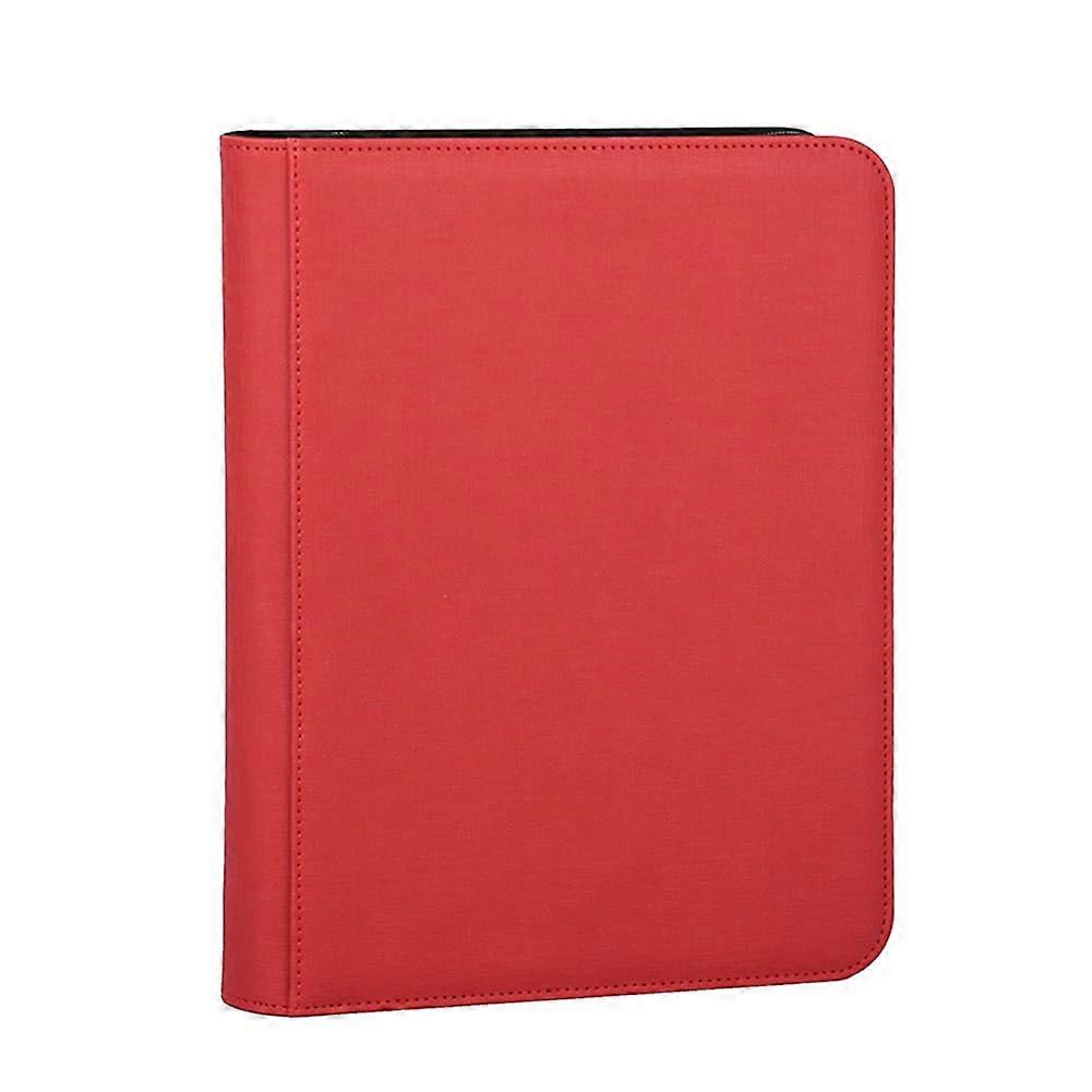 Playing card book with 9, sideinsert folder, playing card with zipper, red