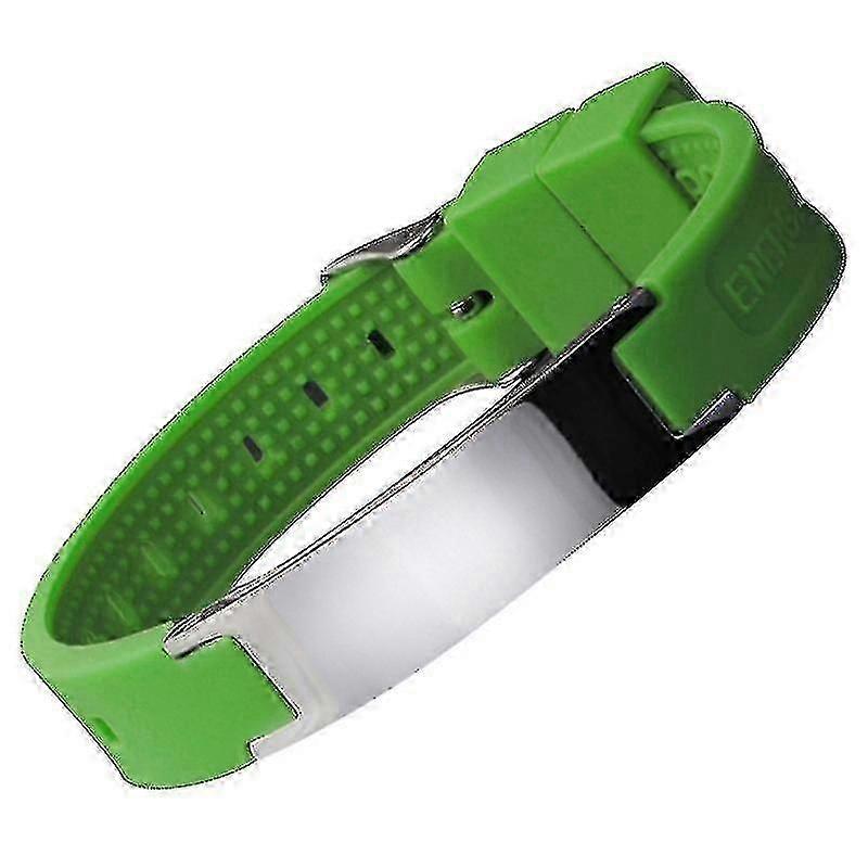 エナジーバランスマグネティックシリコンブレスレット - ブラック&グリーン