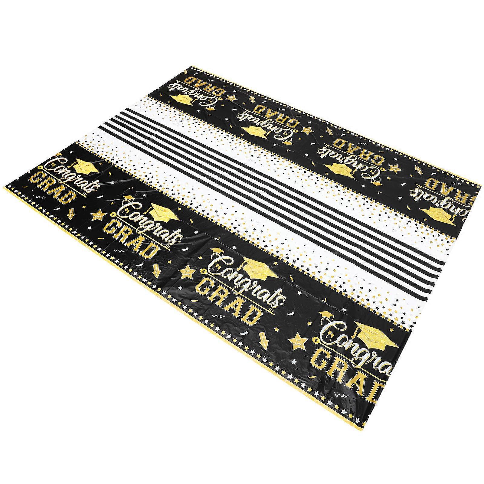 Black PE Table Cover for Graduation Season Congrats Grad Design Practical and for Table Use