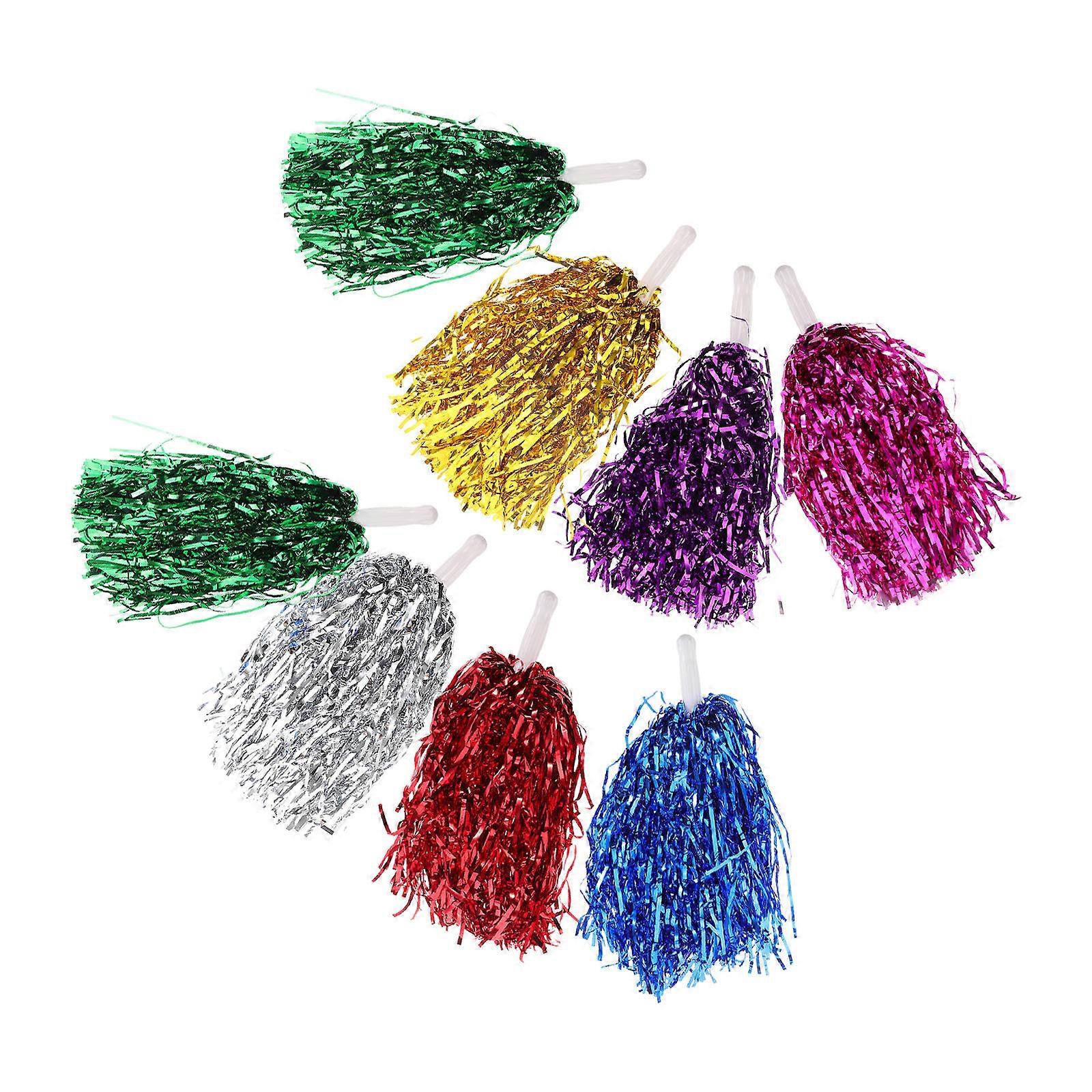 Cheerleader Pom Poms with Durable PET Material and Comfortable Handle for Sport Cheering 8pcs