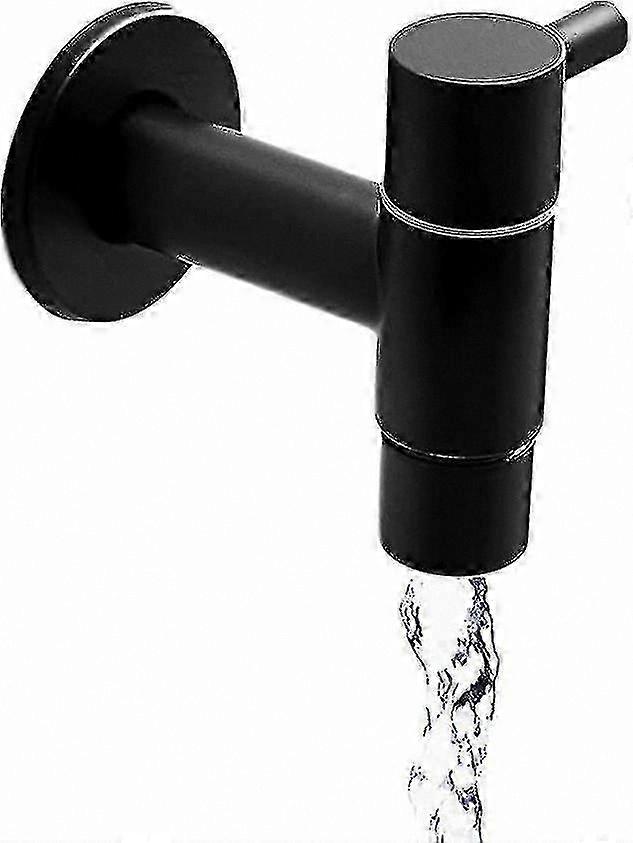 Wall Mounted Faucet in Black, Stainless Steel Pool and Sink Taps with Retro Design for Cold Water Use