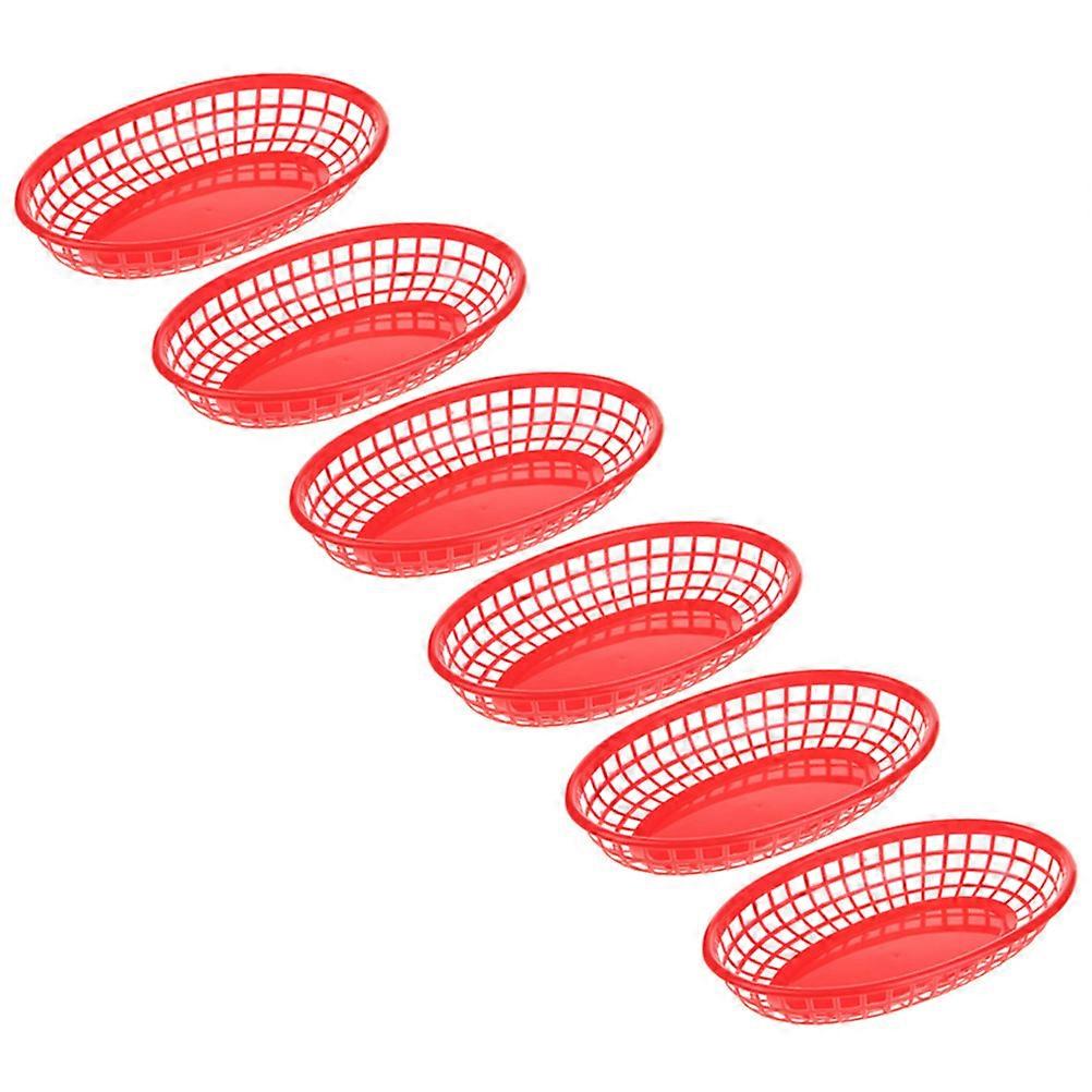 6pcs Oval Diner Baskets for Fast Food Desktop Serving Platters