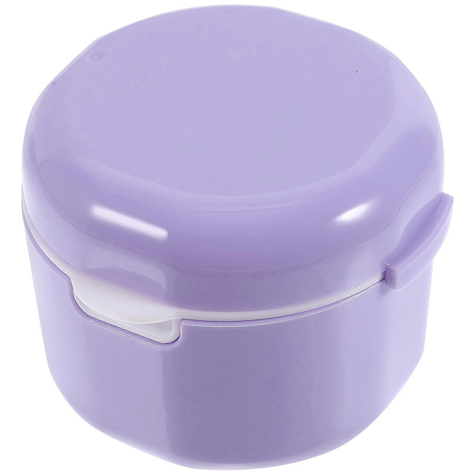 Portable Denture Case for Storage Use Made of Safe PP Material in Purple Color 2.5x2.5x2.5 Inches