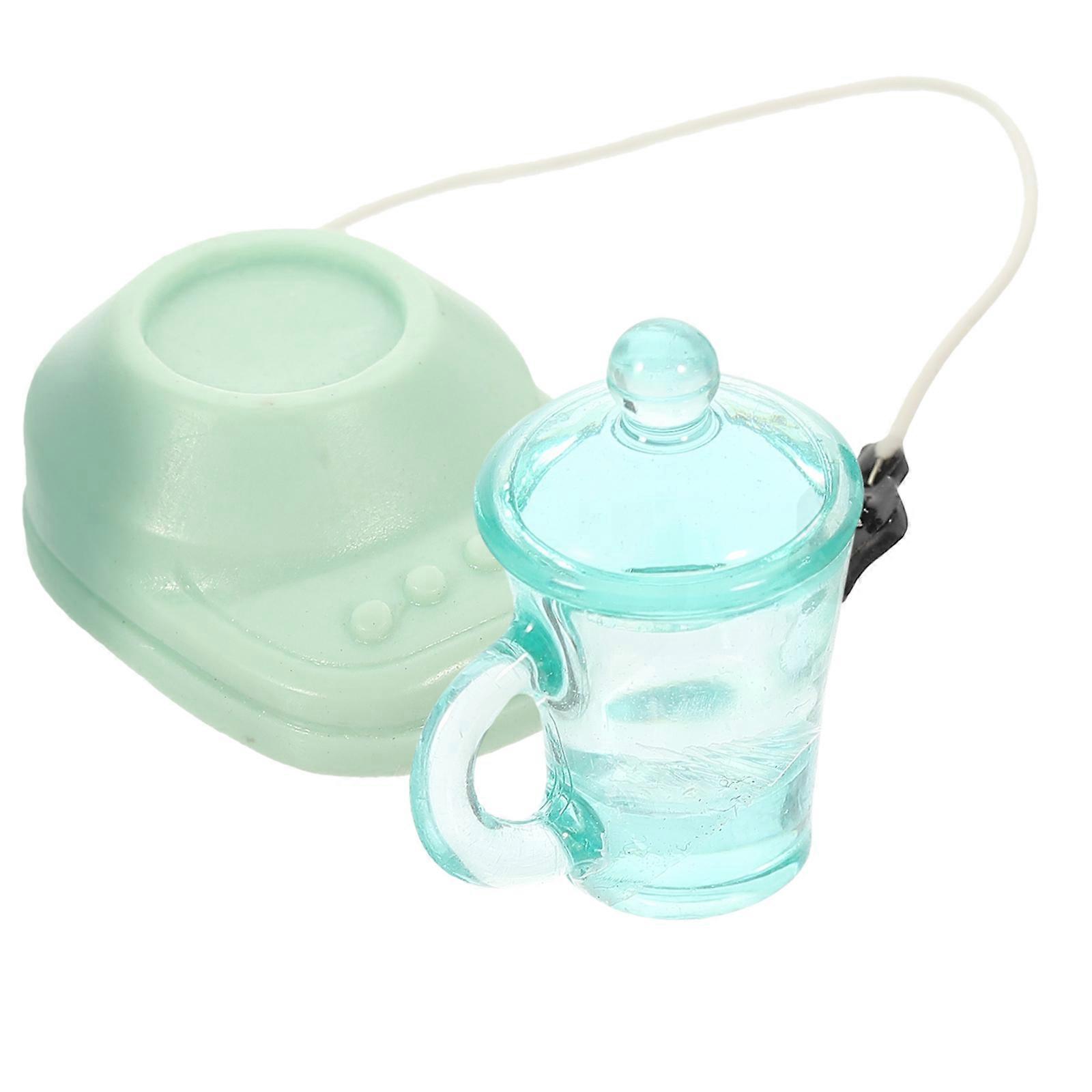 Sky-blue Resin Mini Juice Extractor for Doll House Decor 4.5 x 3.2 inches Set of 2