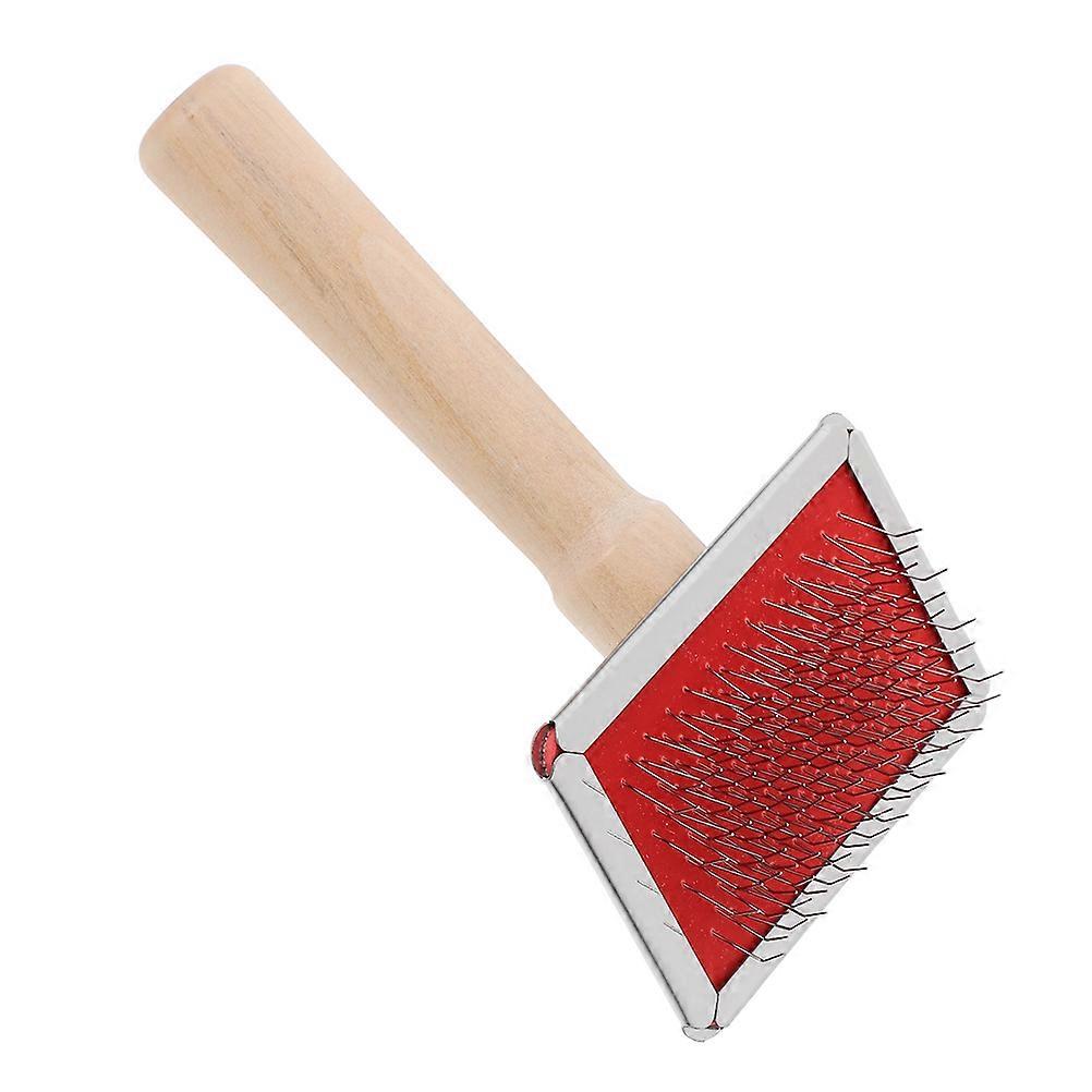 Wooden Handle Pet Grooming brush for Cats and Dogs Comfortable Material Enhances Coat Appearance 1 Piece Red