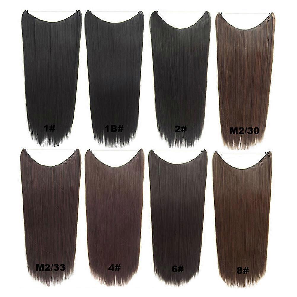 Long Straight One Piece Hair Extensions with High Temperature Fiber for Women Light Brown