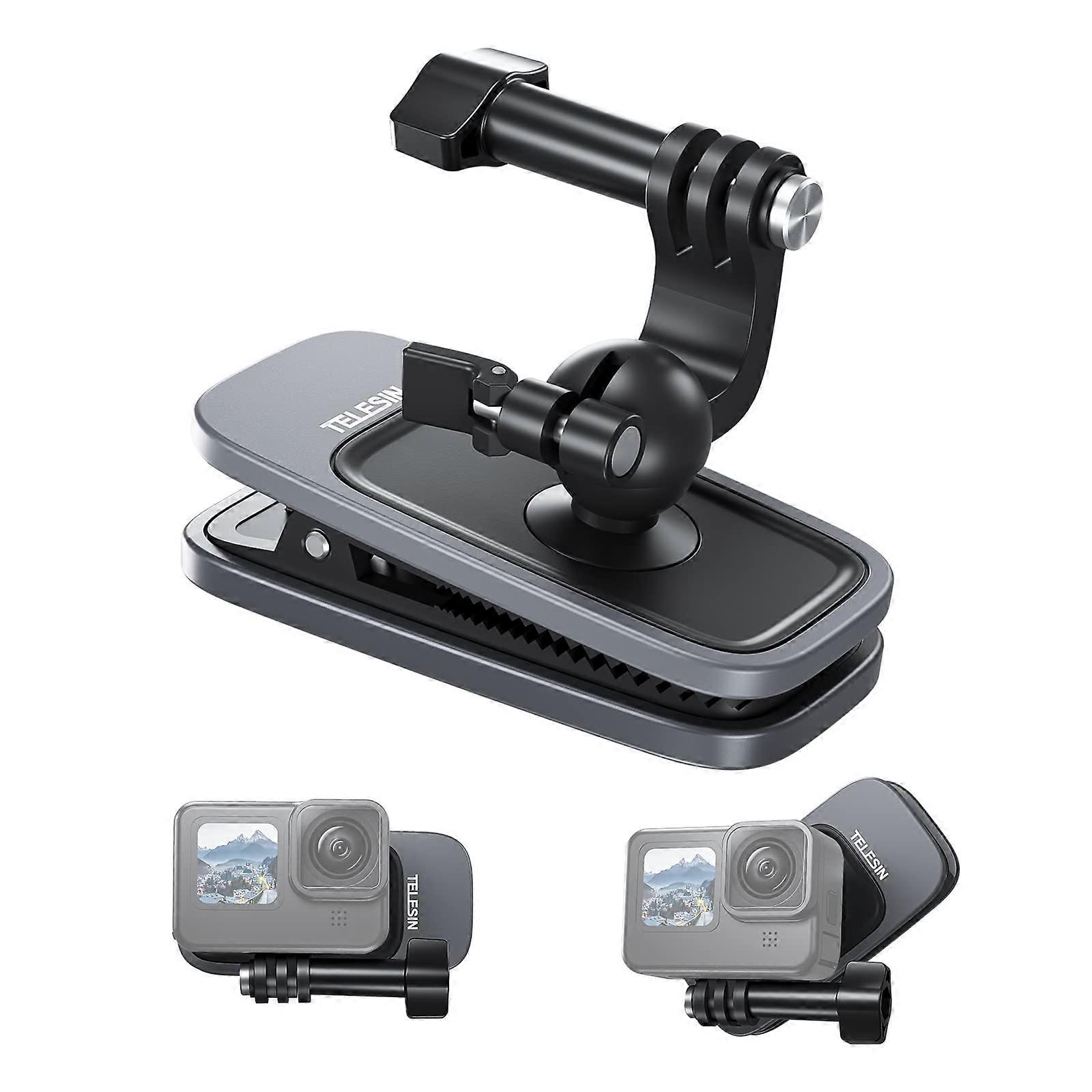 Magnetic Backpack Strap Mount for GoPro, DJI, Insta360, 360° Rotatable, Quick Release