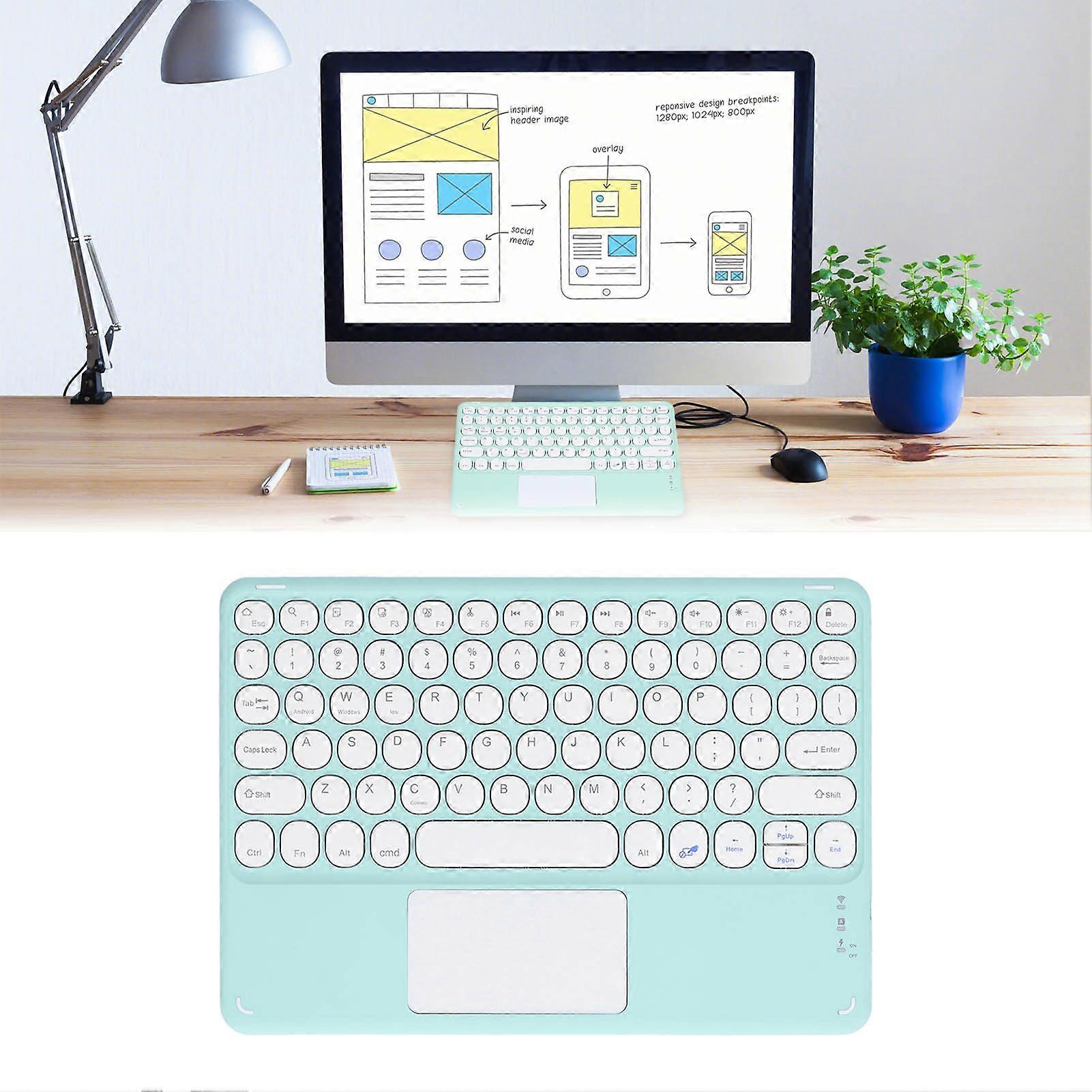 Touch Wireless Keyboard Round Keycaps Ergonomic Design Ultra Thin Smart Touch Wireless Keyboard for Tablets Laptops Green 
