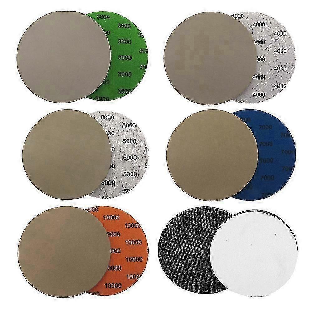6 بوصة 3000 4000 5000 7000 10000 قرص طحن ورق الصنفرة ، مع وسادة واجهة ، 25 قطعة من الجاف و W