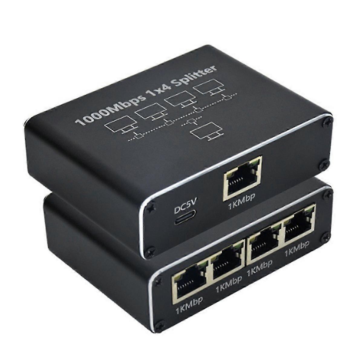 5 Port Gigabit Ethernet Switch with USB Power Cable, 1000Mbps Ethernet Splitter 1 to 4 Out , for Cat