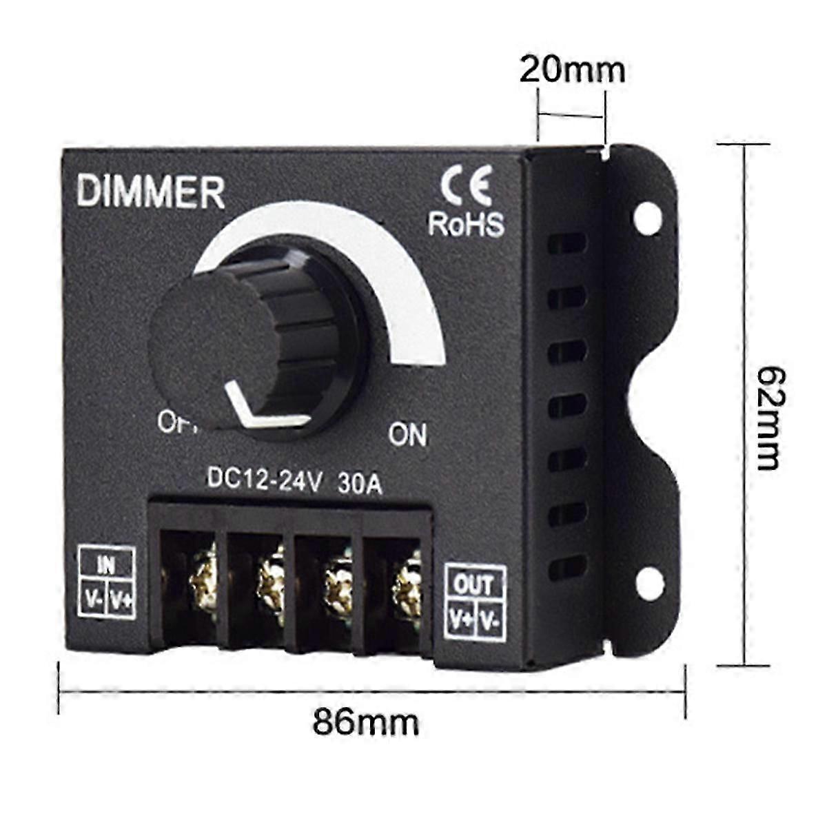 5PCS DC 12V 24V LED Dimmer Switch 30A Voltage Regulator Adjustable Controller for LED Strip Light Di