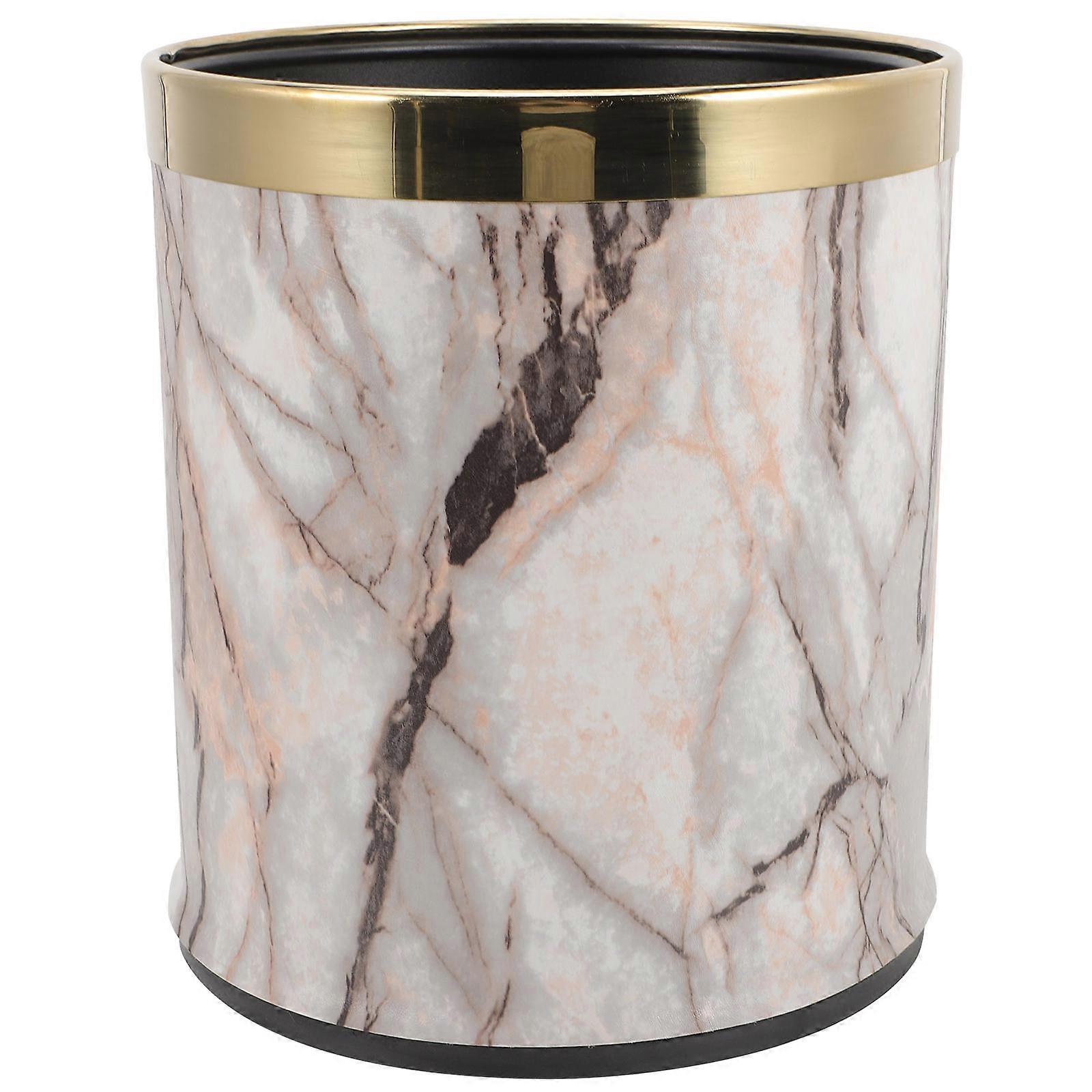 European Style Marbling Trash Can Plastic Waste Paper Basket For Home Use Assorted Color 26.5x22.5cm 1Pack Suitable For Kitchen