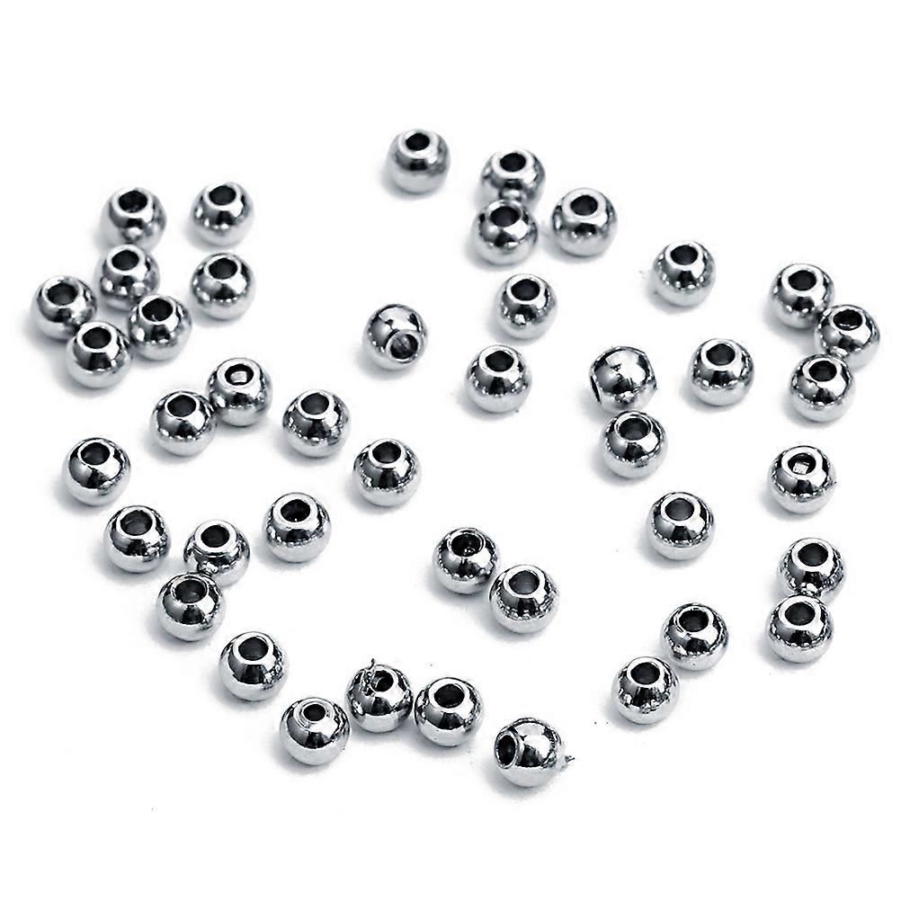 50 Pcs Stainless Steel Beads for Craft Use Silver Color Smooth Surface with 4mm Size Great for DIY