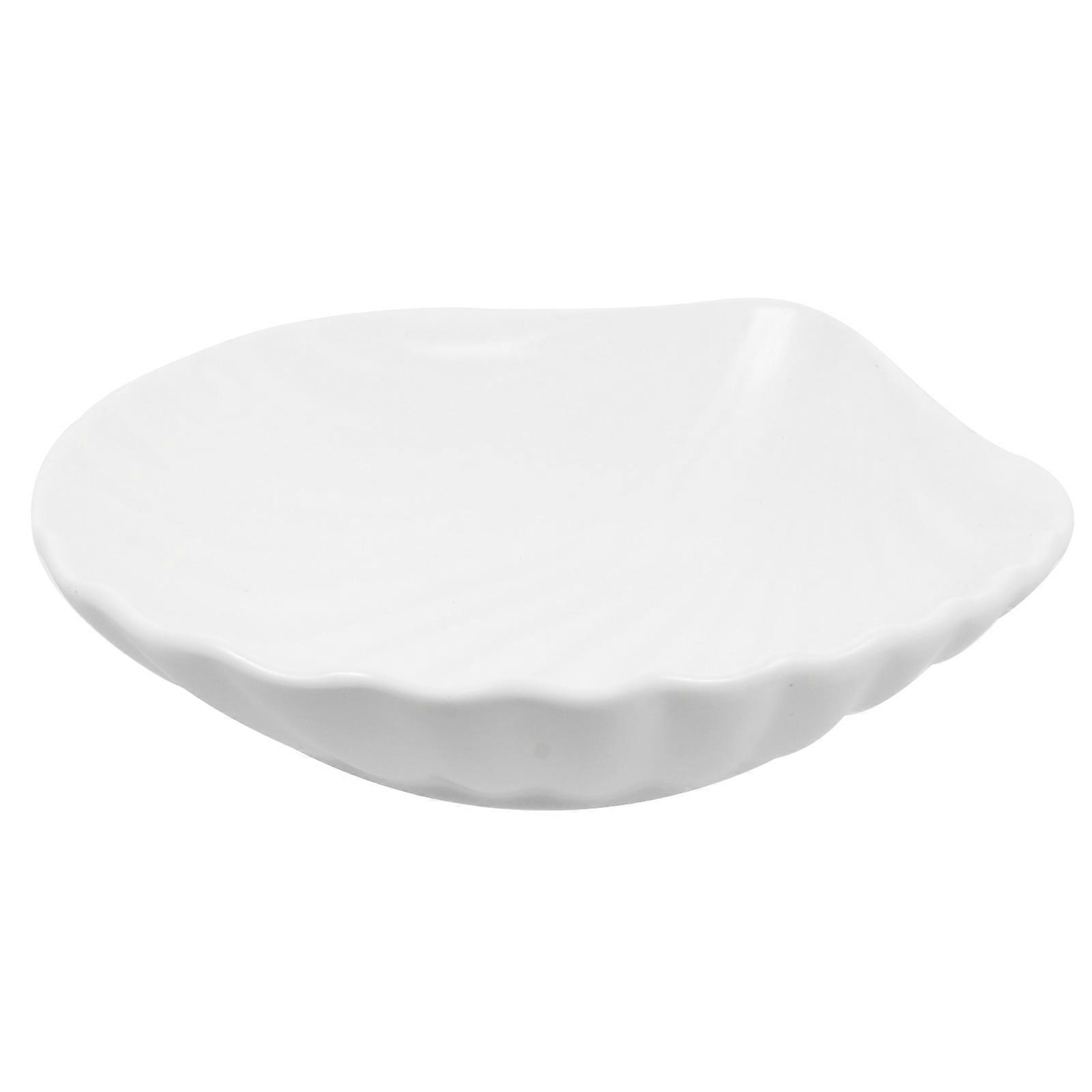 Ceramic Salad Plate Shell Shaped Multi-functional Storage Container Home Decor White 1Pcs