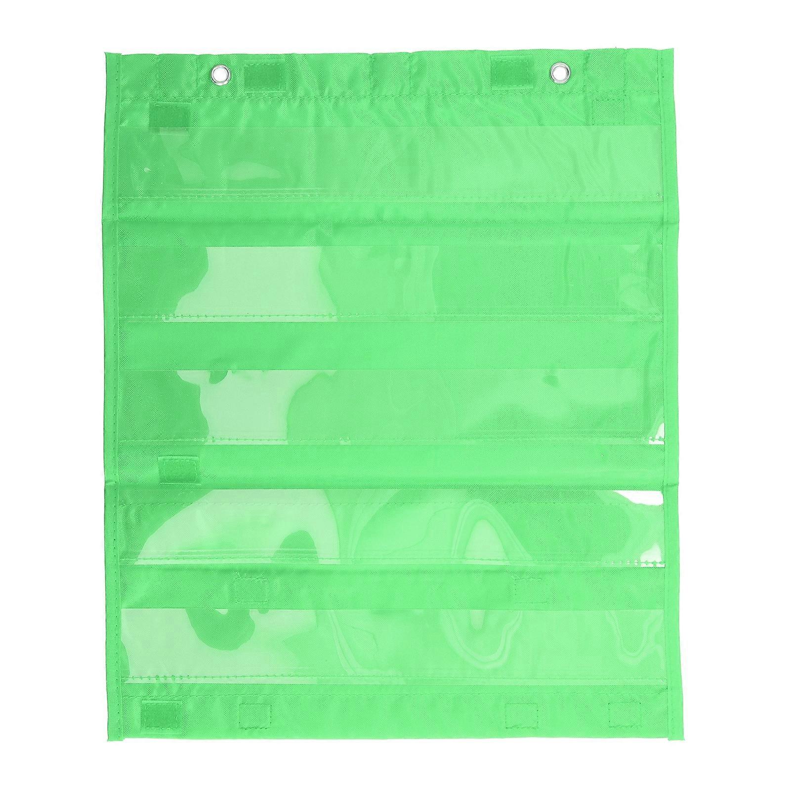 Magnetic Pocket Chart for Students 5 Rows Transparent Pockets Schedule Pocket Chart for Home School Activities Green
