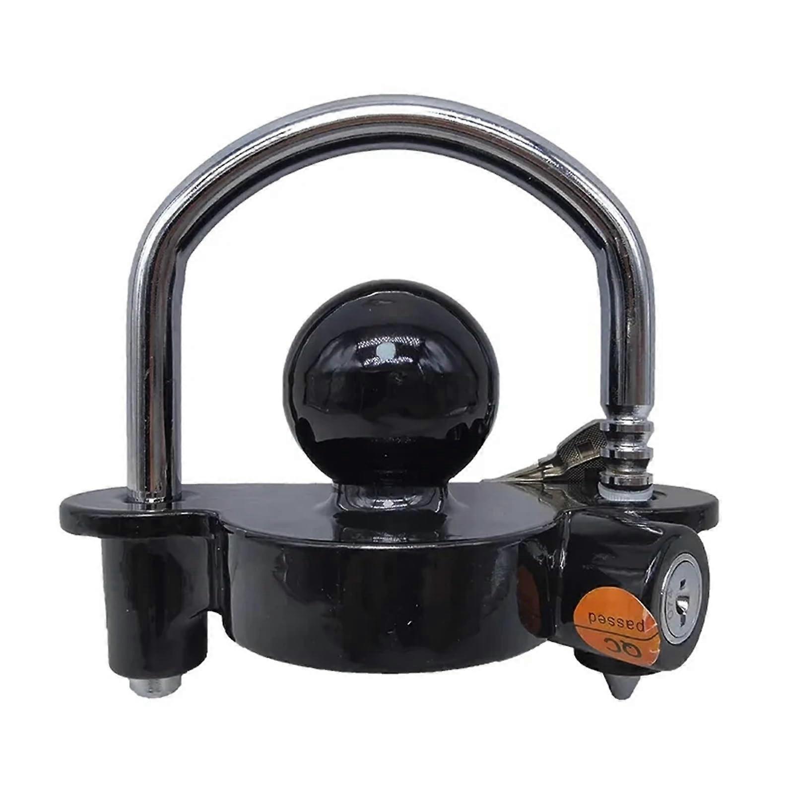 Universal Coupling Lock Set for Trailers, Adjustable Security, Robust Steel, Compatible with Lightweight Garden Equipment, Black