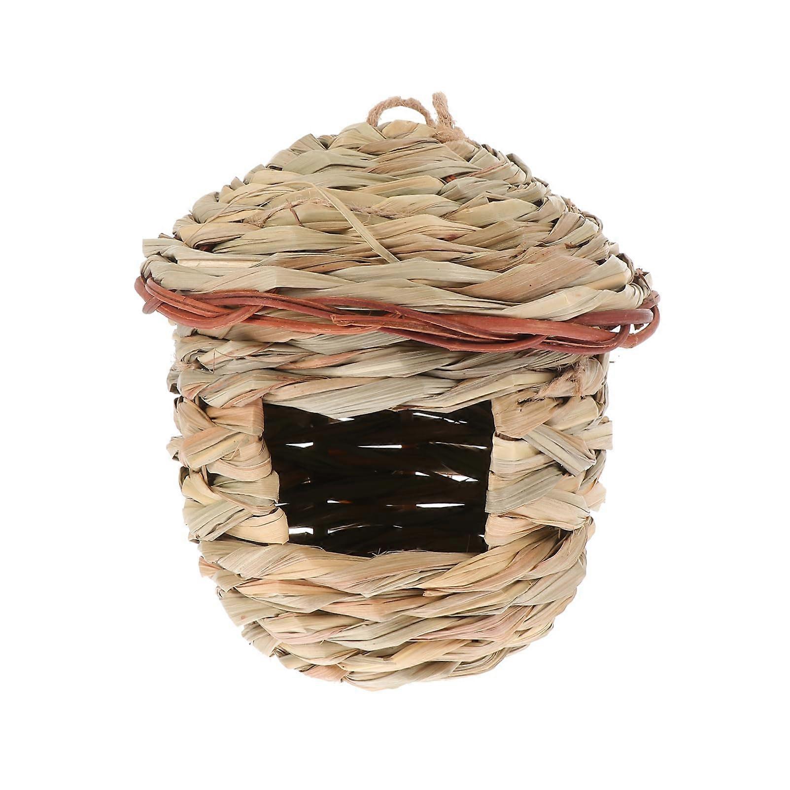 Bird Nest Made Of Straw Wall Mounted Bird Table Small Pet Feeder For Hamster And Rabbit Cages