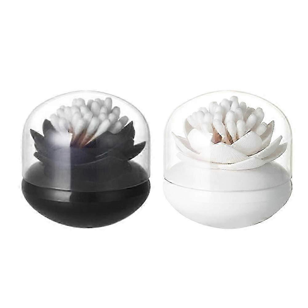 2 stuks Creative Lotus katoenen wattenstaafje houder Q-Tips tandenstokers houder (wit en bla DFP